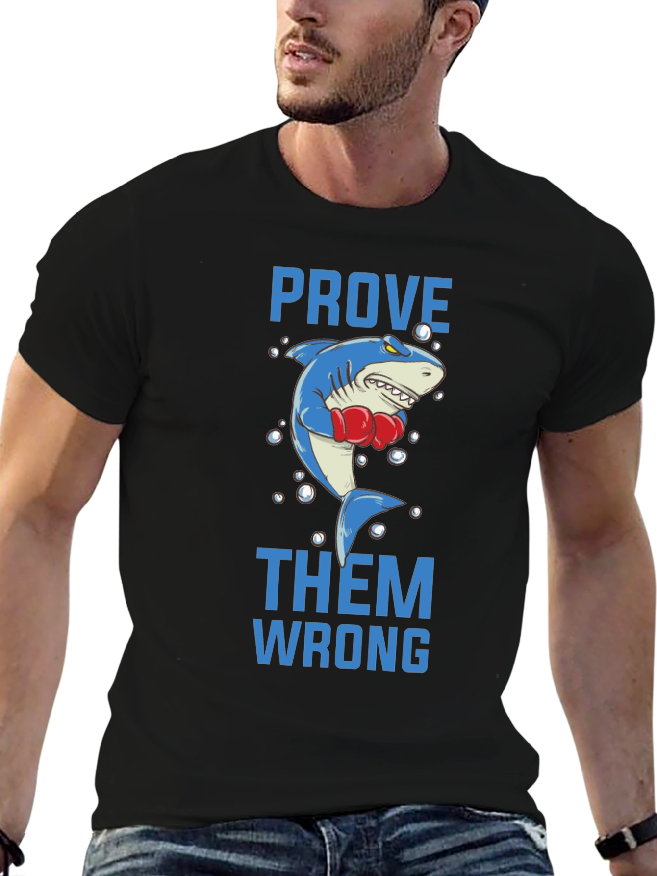 Black Prove Them Wrong Boxing Shark Graphic Tee view 6