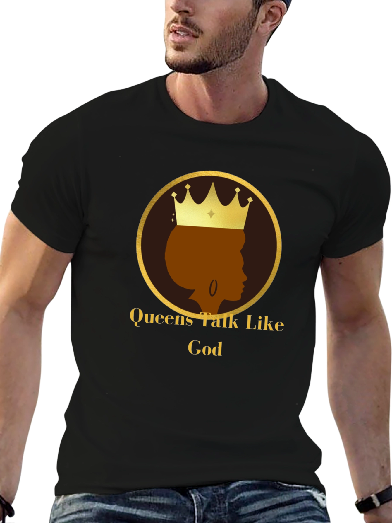 Black Queens Talk Like God Black T-Shirt view 6