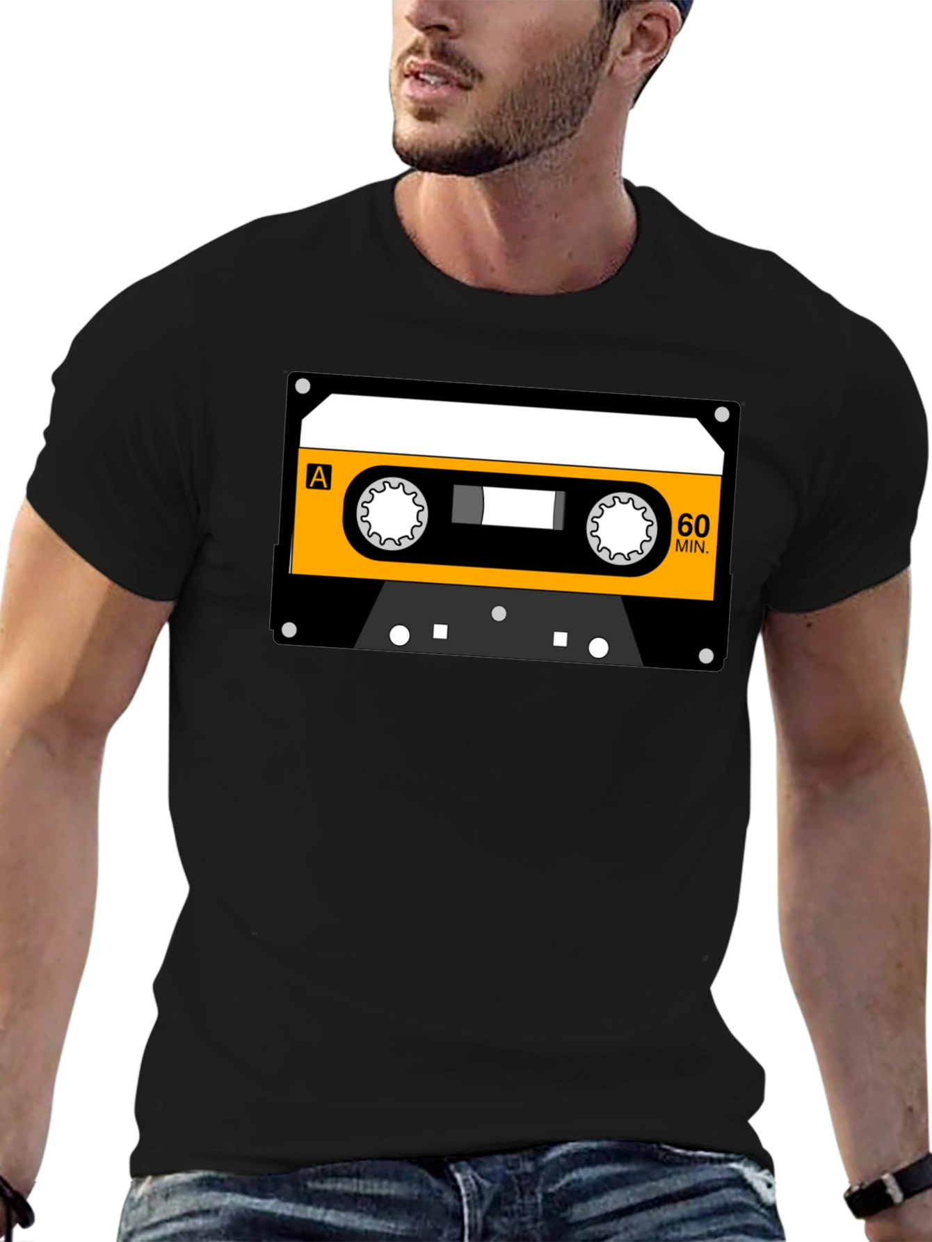 Black Retro Cassette Tape Graphic T-Shirt view 6