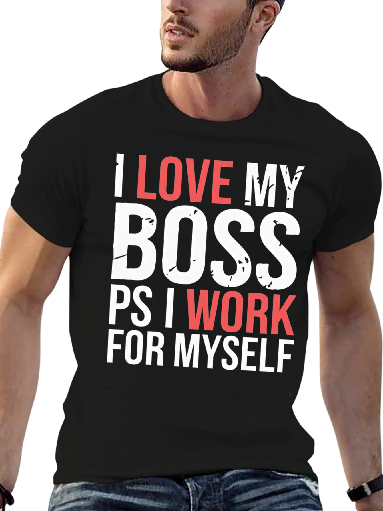 Black Funny I Love My Boss T-Shirt view 6