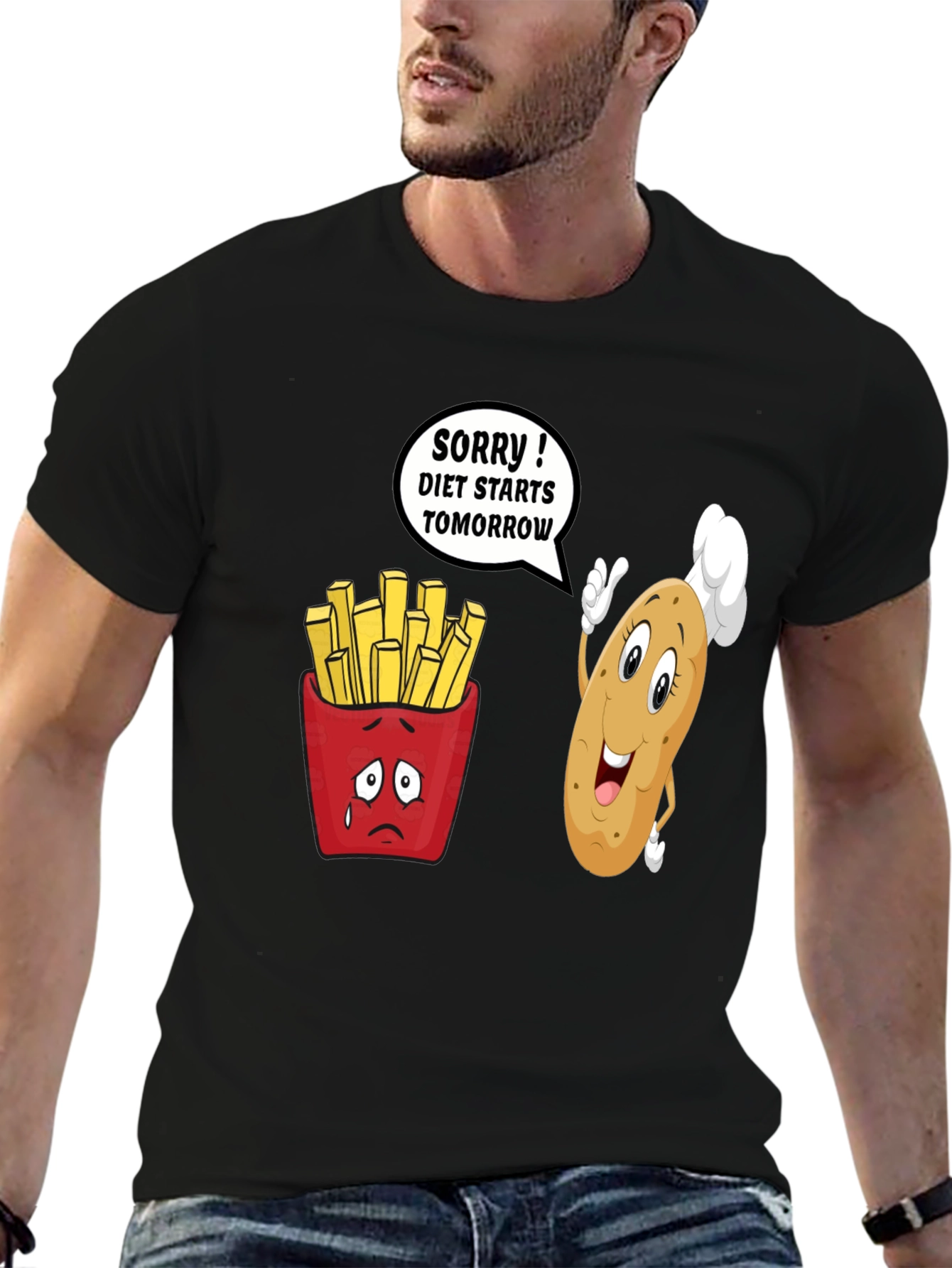 Black Diet Starts Tomorrow Funny T-Shirt view 6