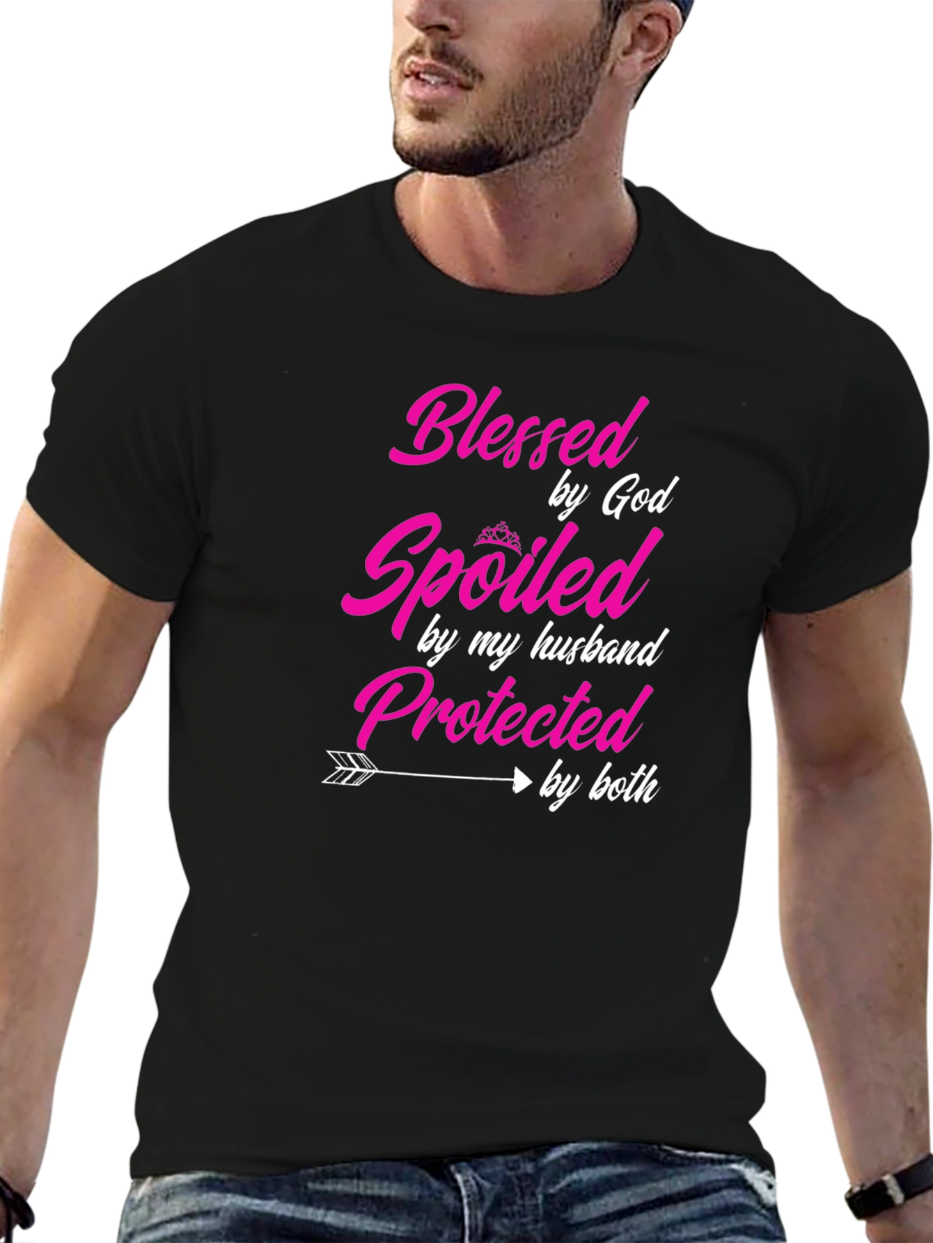 Black Blessed Spoiled Protected T-Shirt view 6