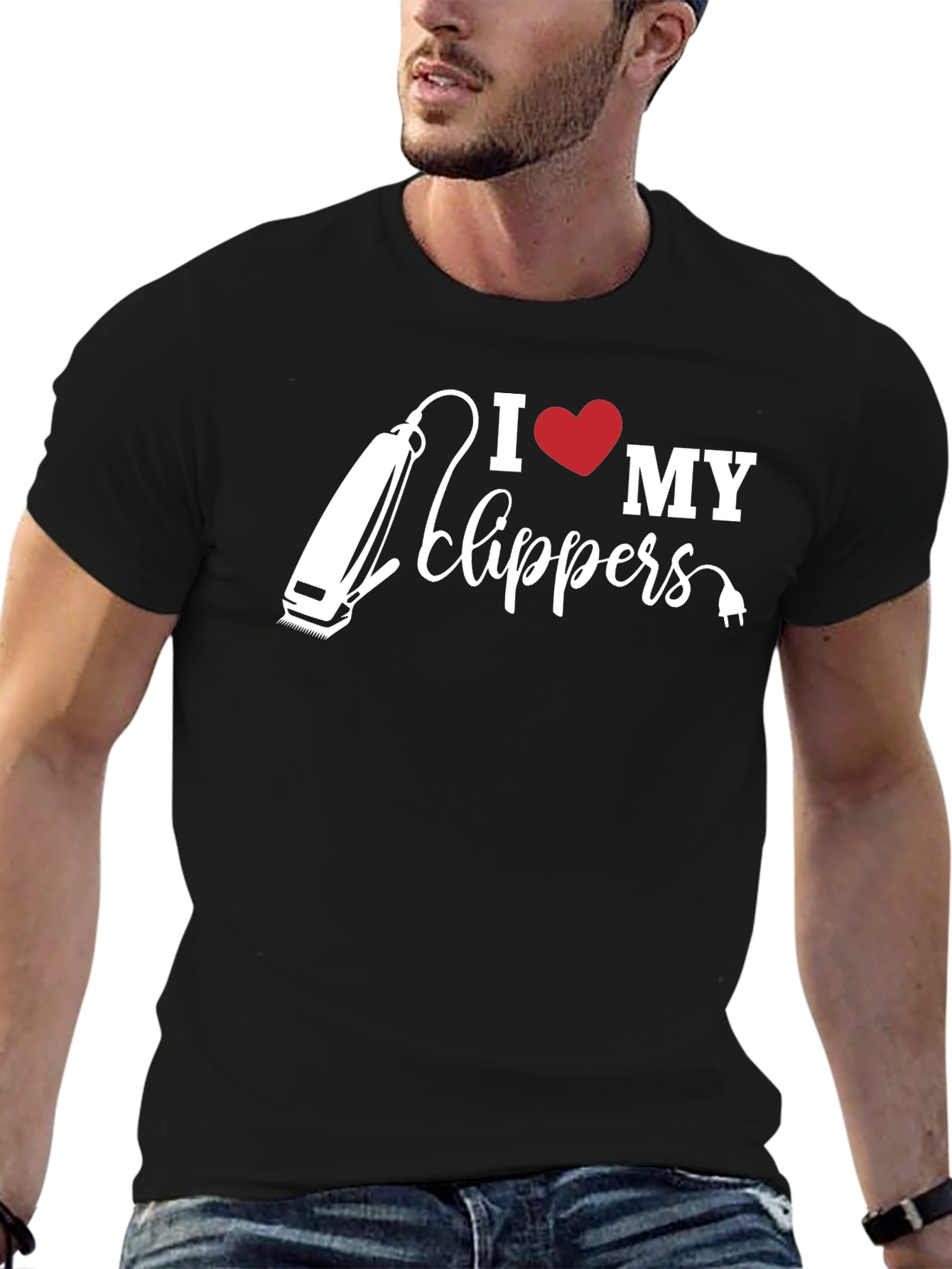 Black I Love My Clippers T-Shirt - Barber Gift view 6