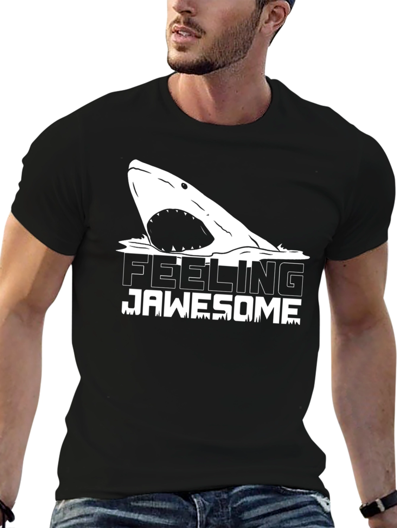 Black Feeling Jawsome Graphic Tee - Black T-Shirt view 6