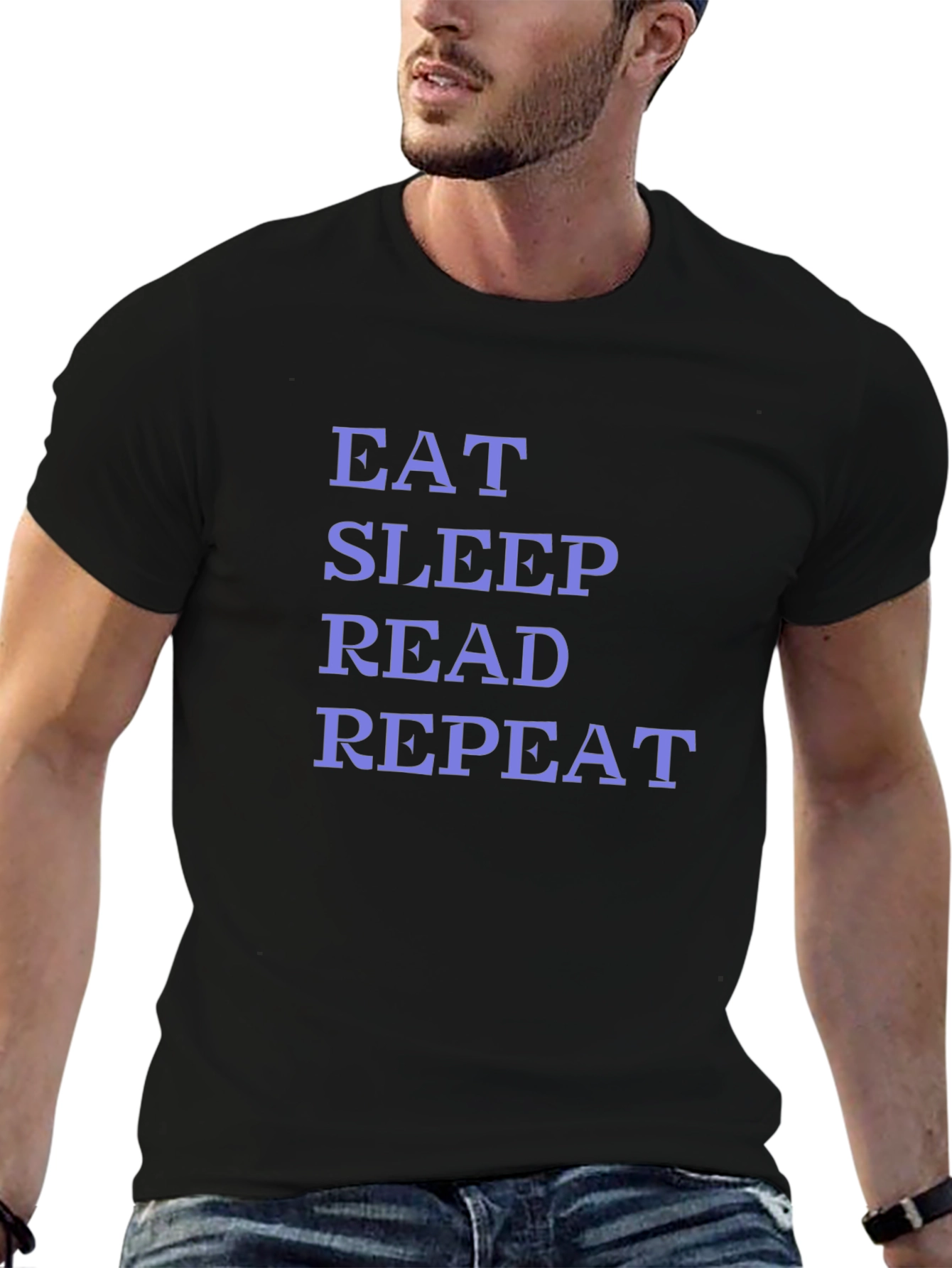 Black Eat Sleep Read Repeat T-Shirt - Black view 6
