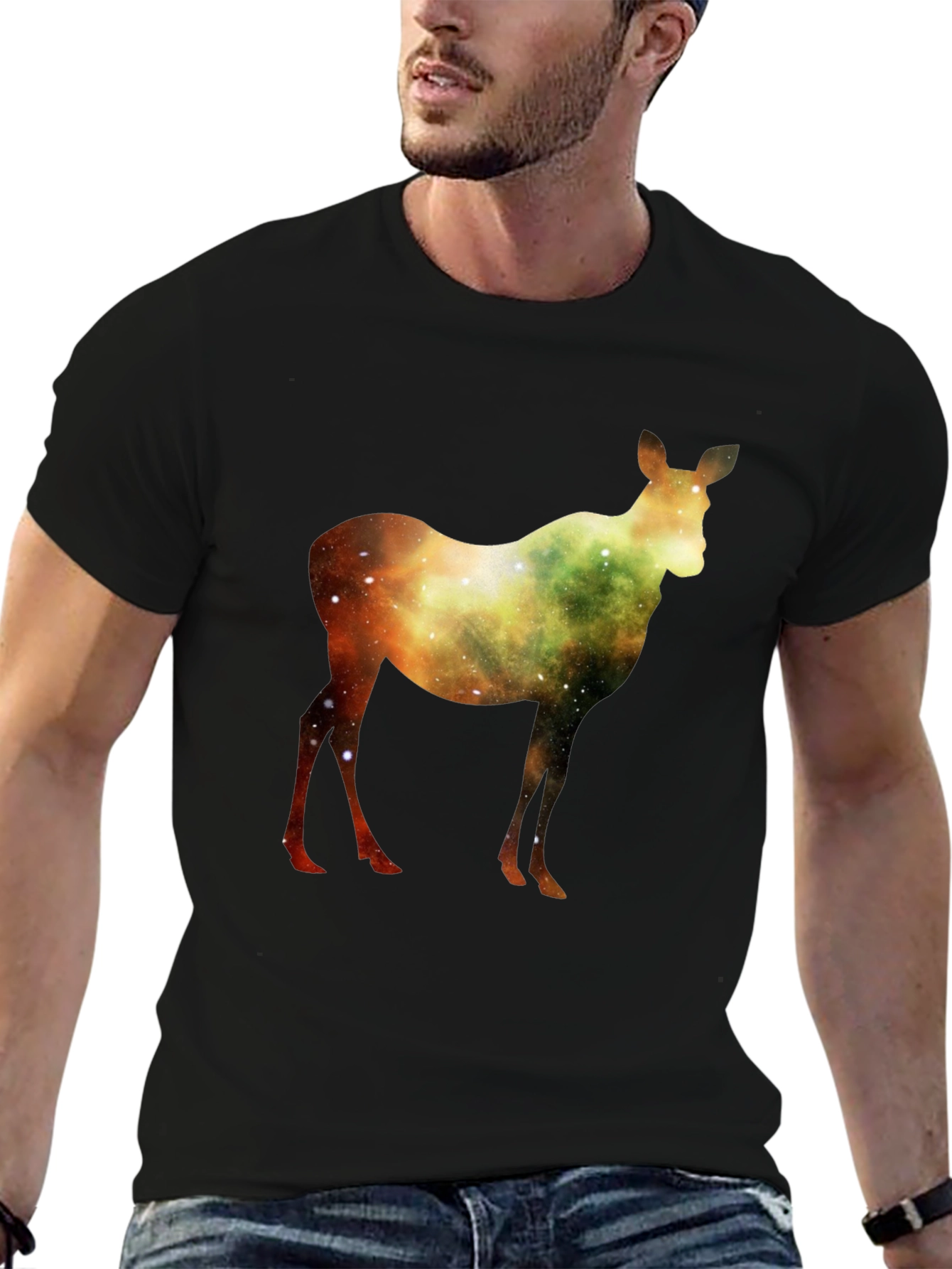 Black Galaxy Deer Graphic T-Shirt - Stylish & Unique view 6