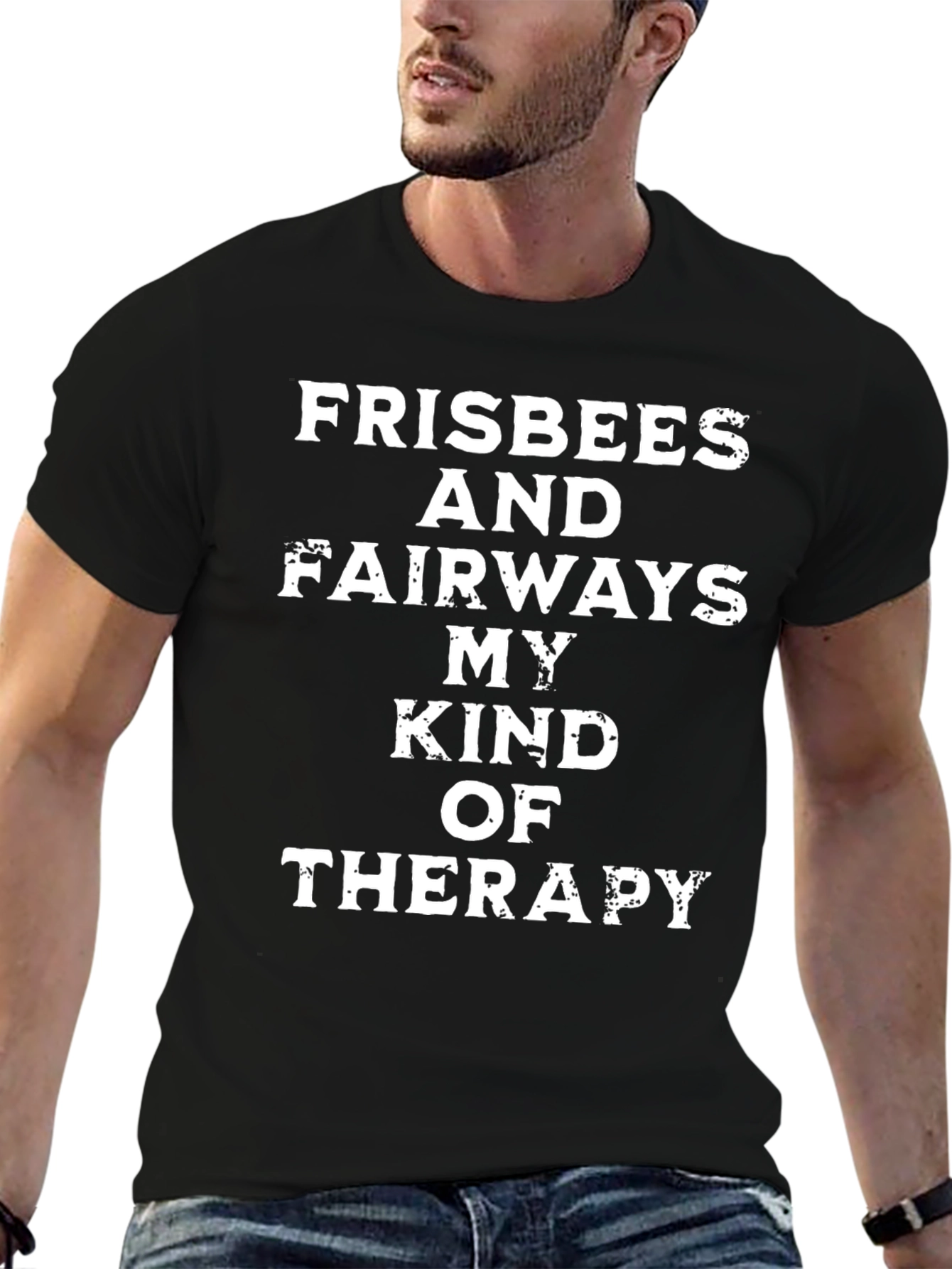 Black Frisbees & Fairways Therapy T-Shirt view 6