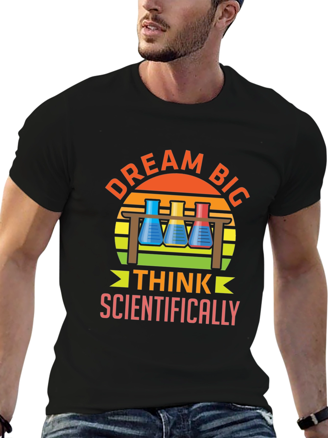 Black Dream Big Think Scientifically T-Shirt view 6