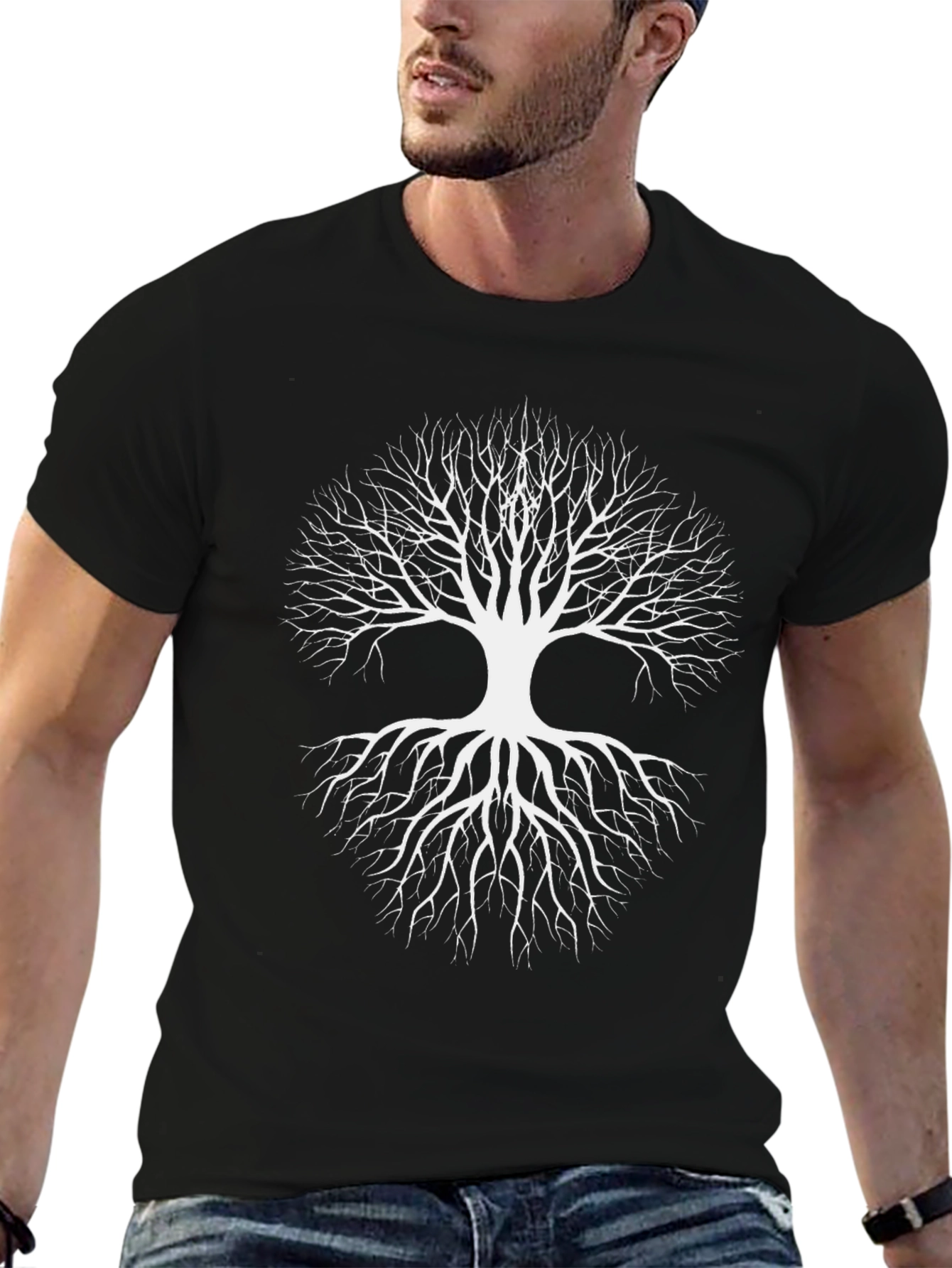 Black Tree of Life Black Graphic T-Shirt view 6
