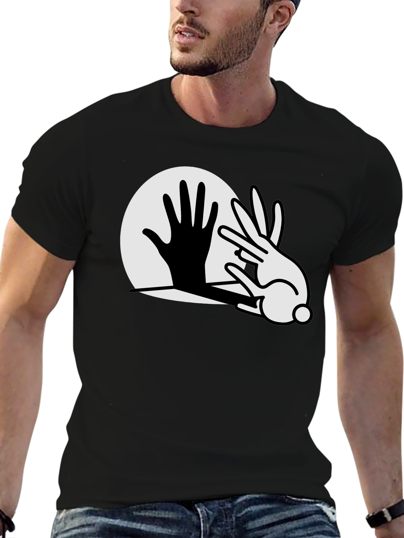 Black Rabbit Shadow Play Graphic T-Shirt - Black view 6