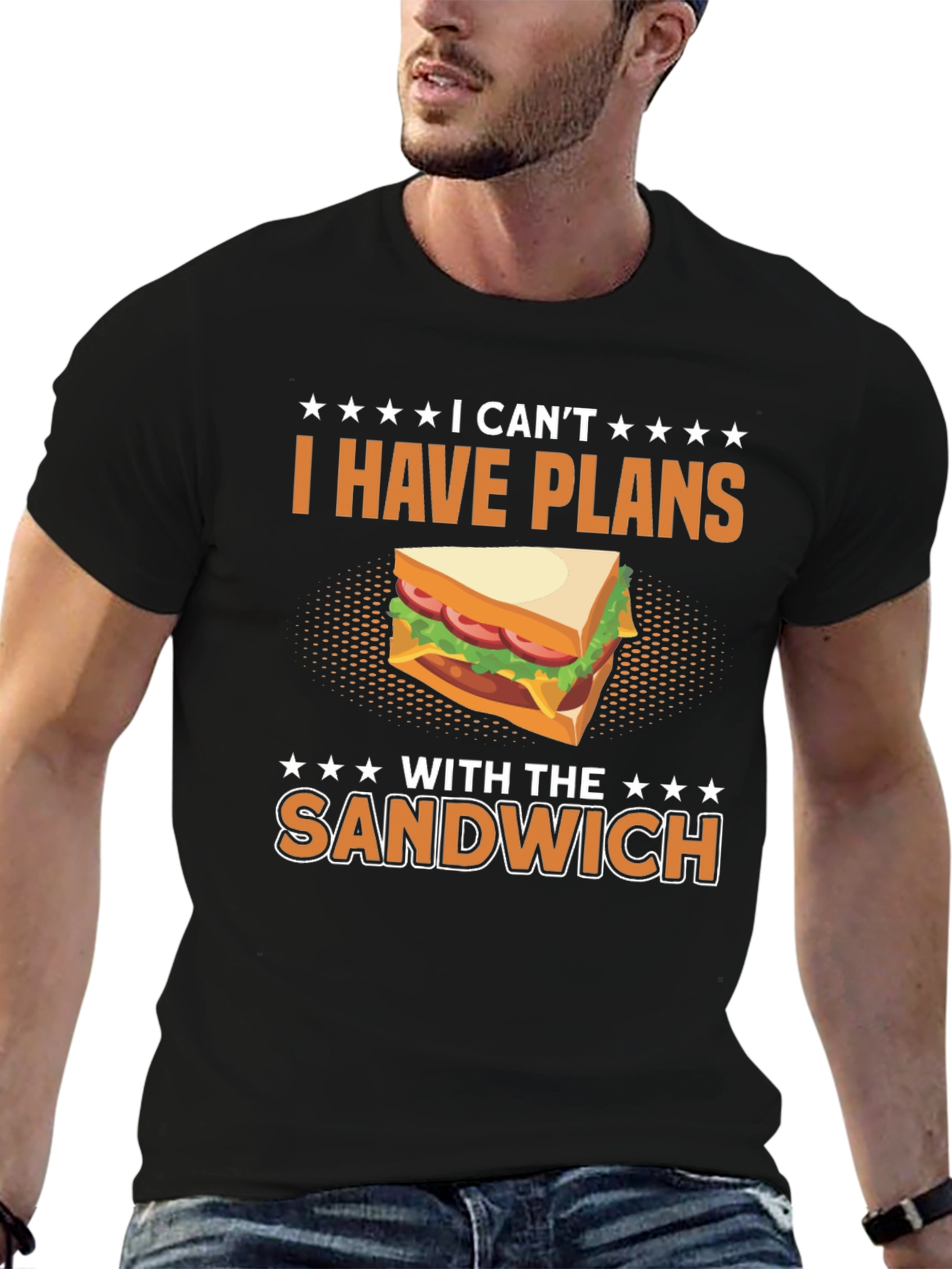 Black Funny "I Have Plans With The Sandwich" T-Shirt view 6