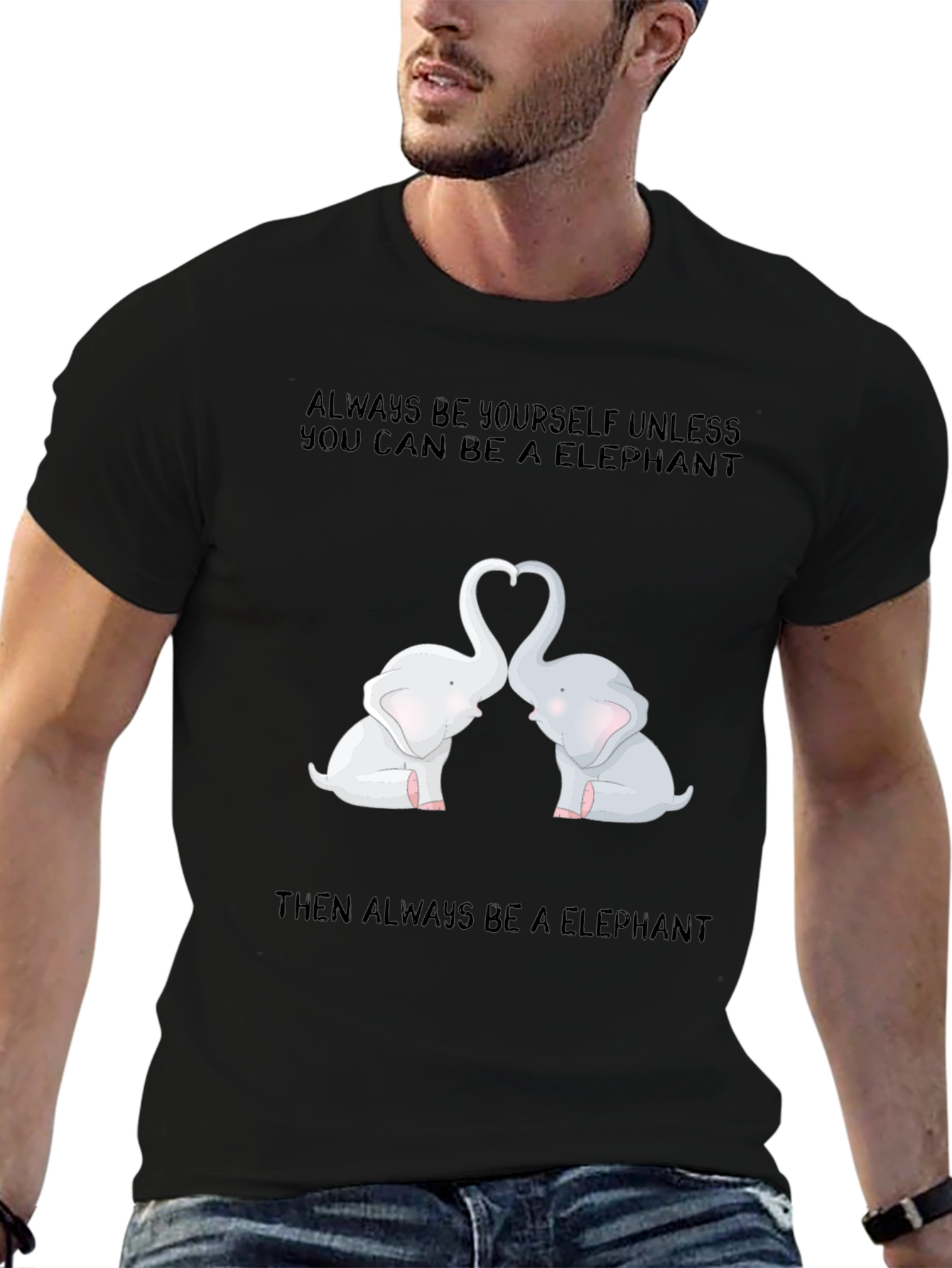 Black Elephant Love T-Shirt - Be Yourself Always view 6