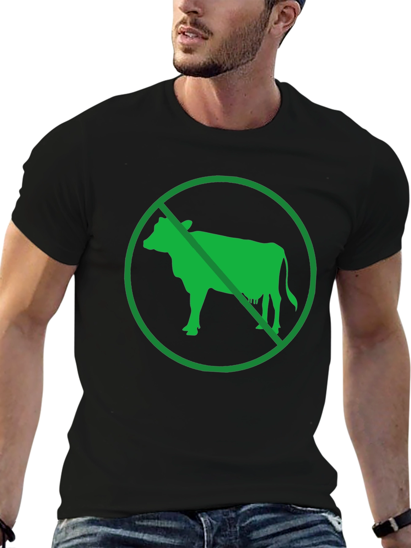 Vegan T-Shirt - No Cow Symbol Graphic Tee - 6