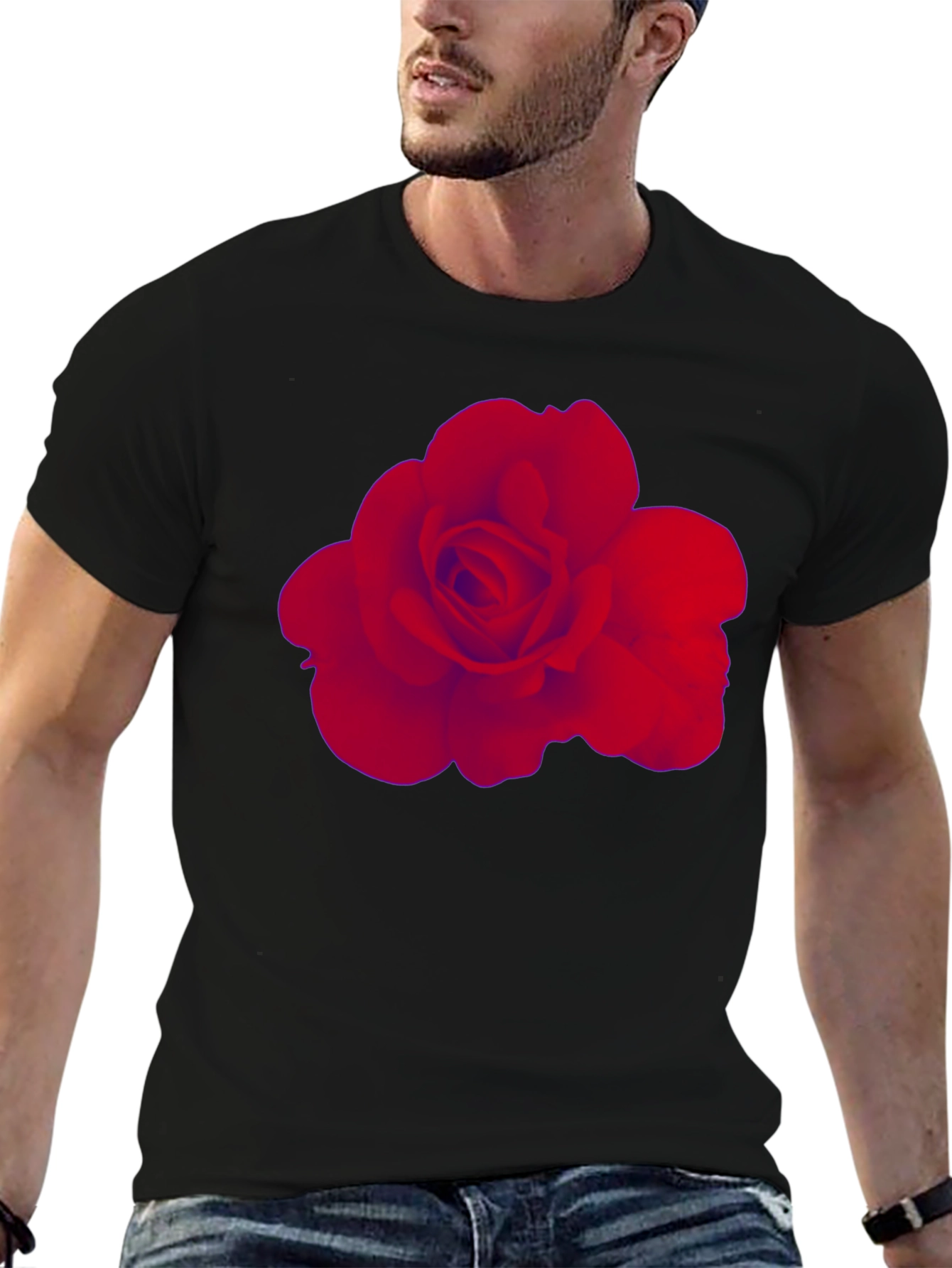 Black Rose Graphic Tee - Stylish Black Cotton T-Shirt view 6