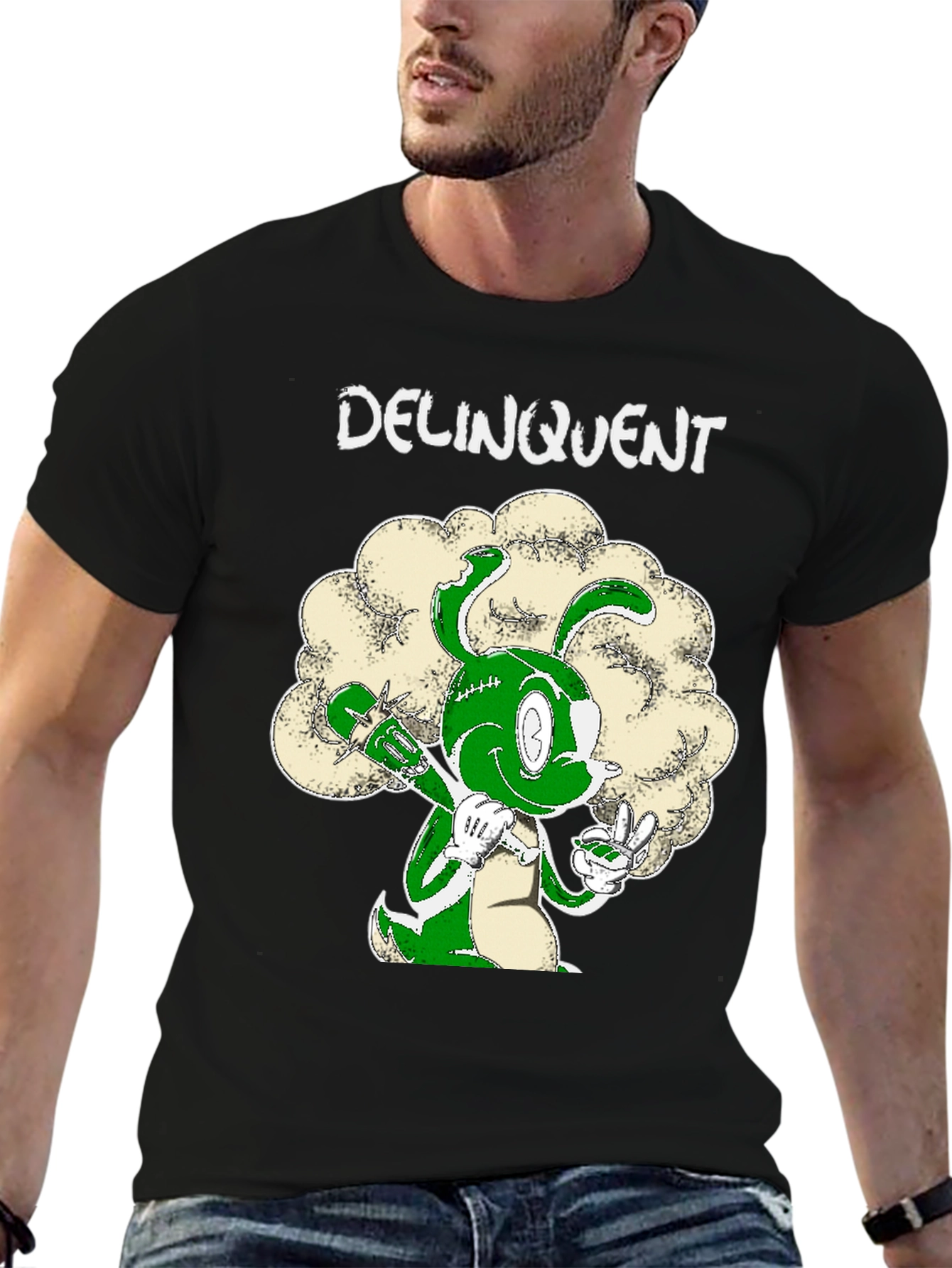 Black Delinquent Bunny T-Shirt - Graphic Tee view 6