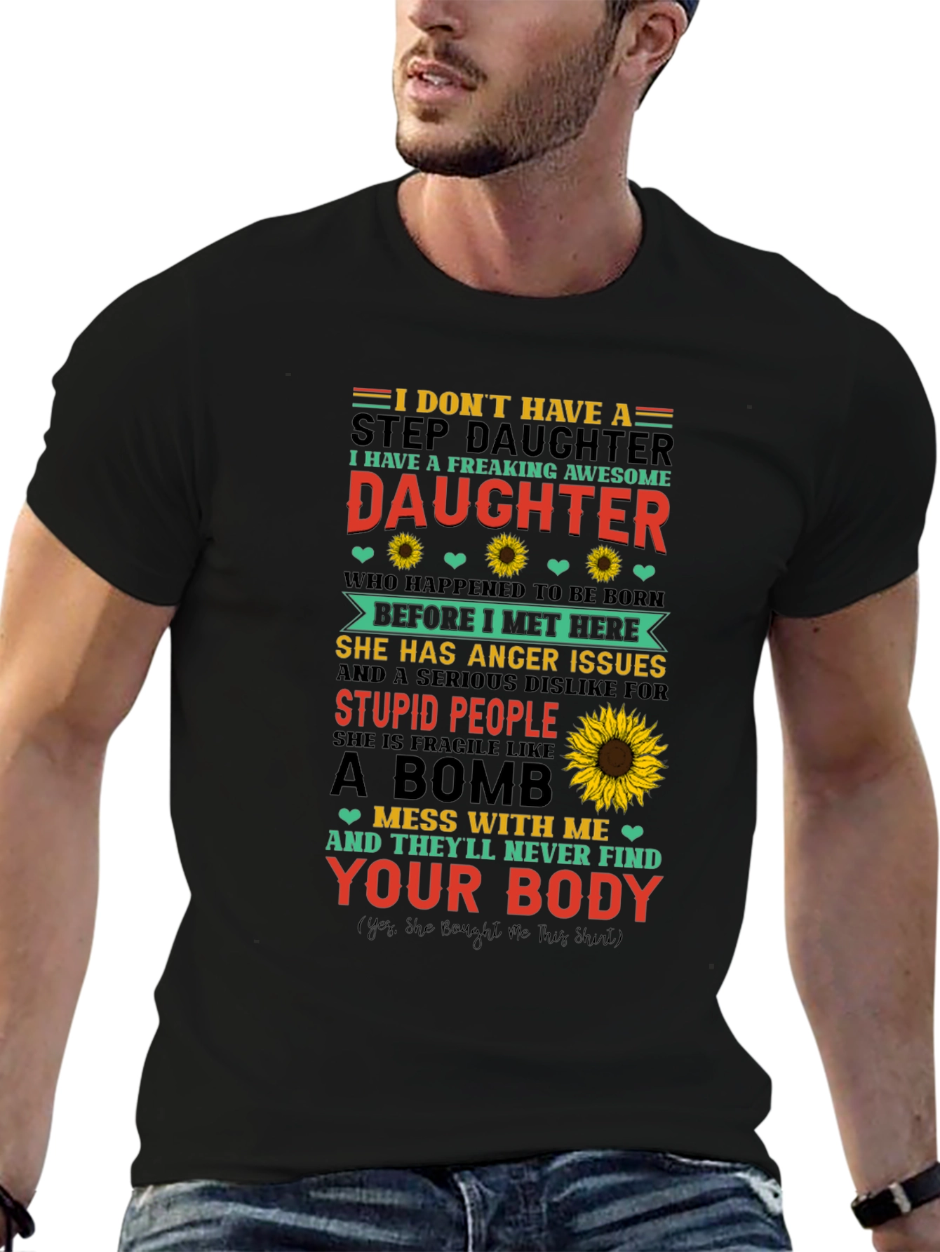 Black Awesome Stepdaughter Novelty T-Shirt view 6