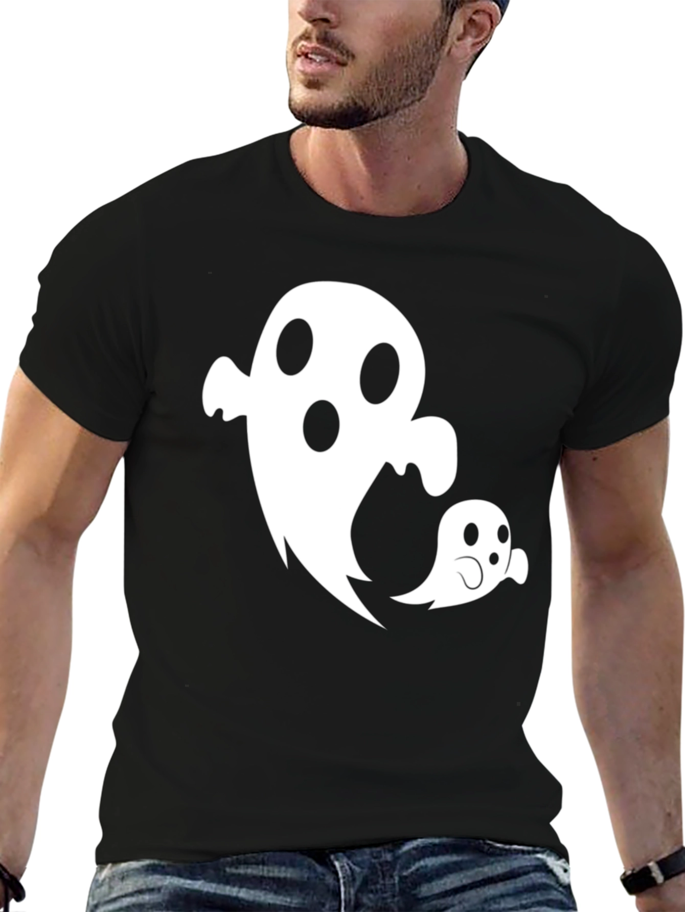 Black Ghost Family T-Shirt - Halloween Spooky Cute Tee view 6