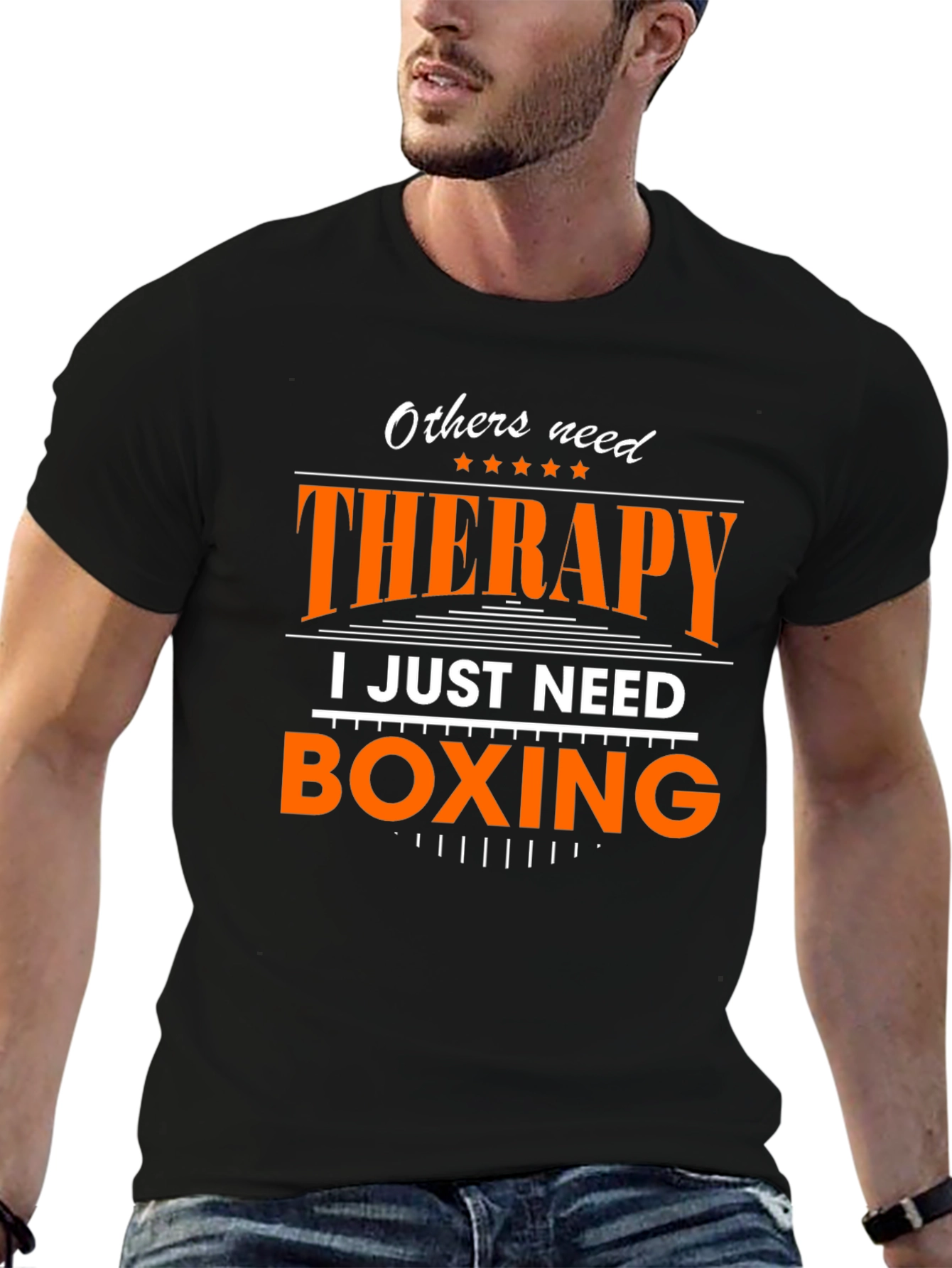Black Boxing Therapy Graphic Tee - Black Cotton T-Shirt view 6