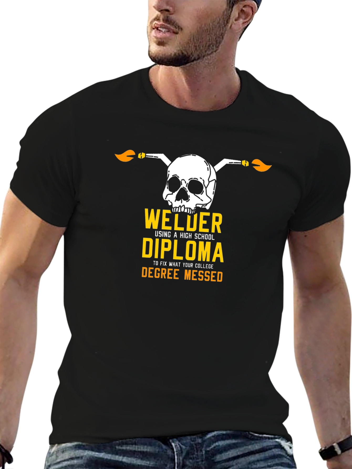 Black Welder High School Diploma T-Shirt view 6