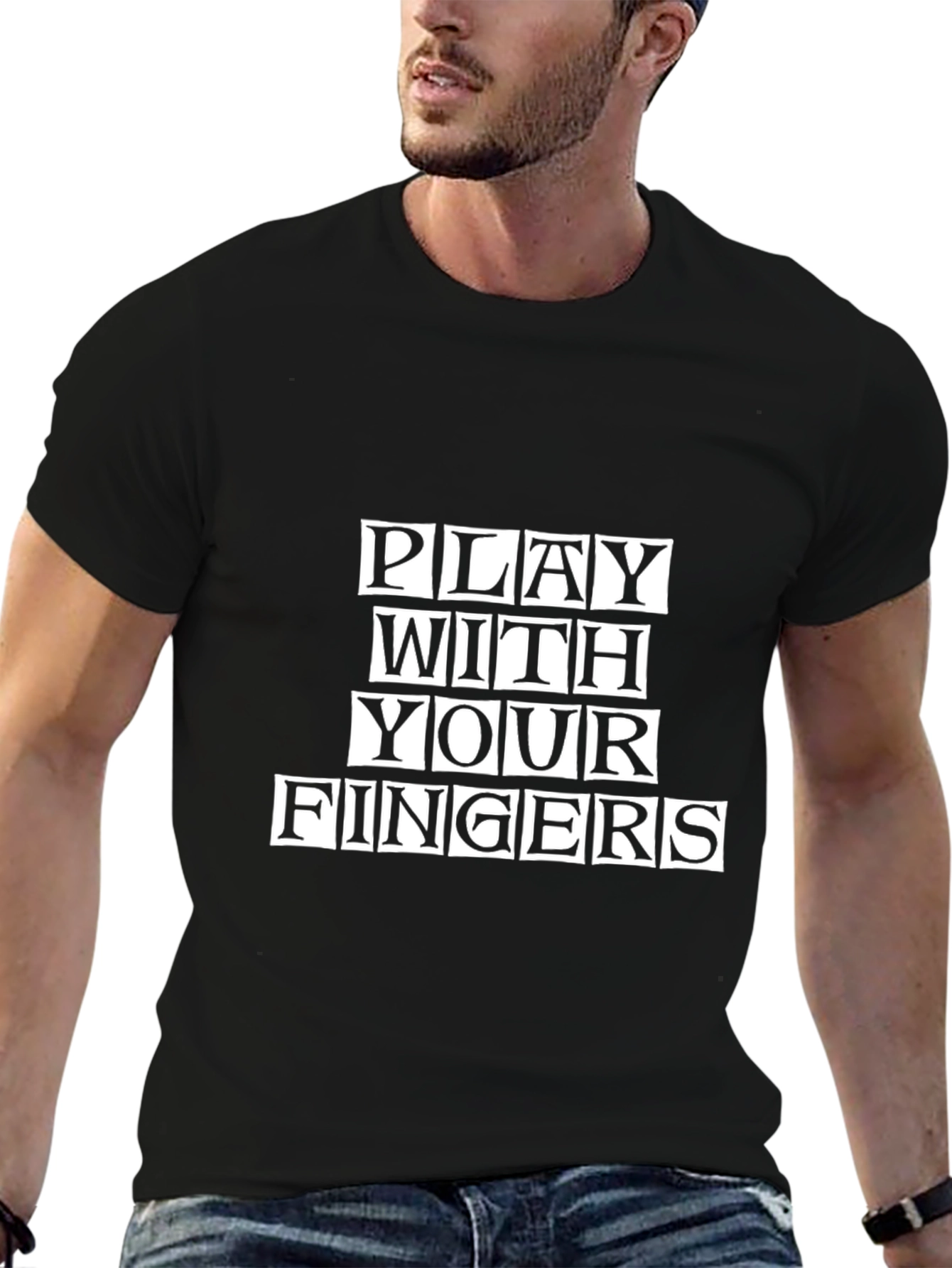 Black Play With Your Fingers T-Shirt - Funny Adult Humor Tee view 6