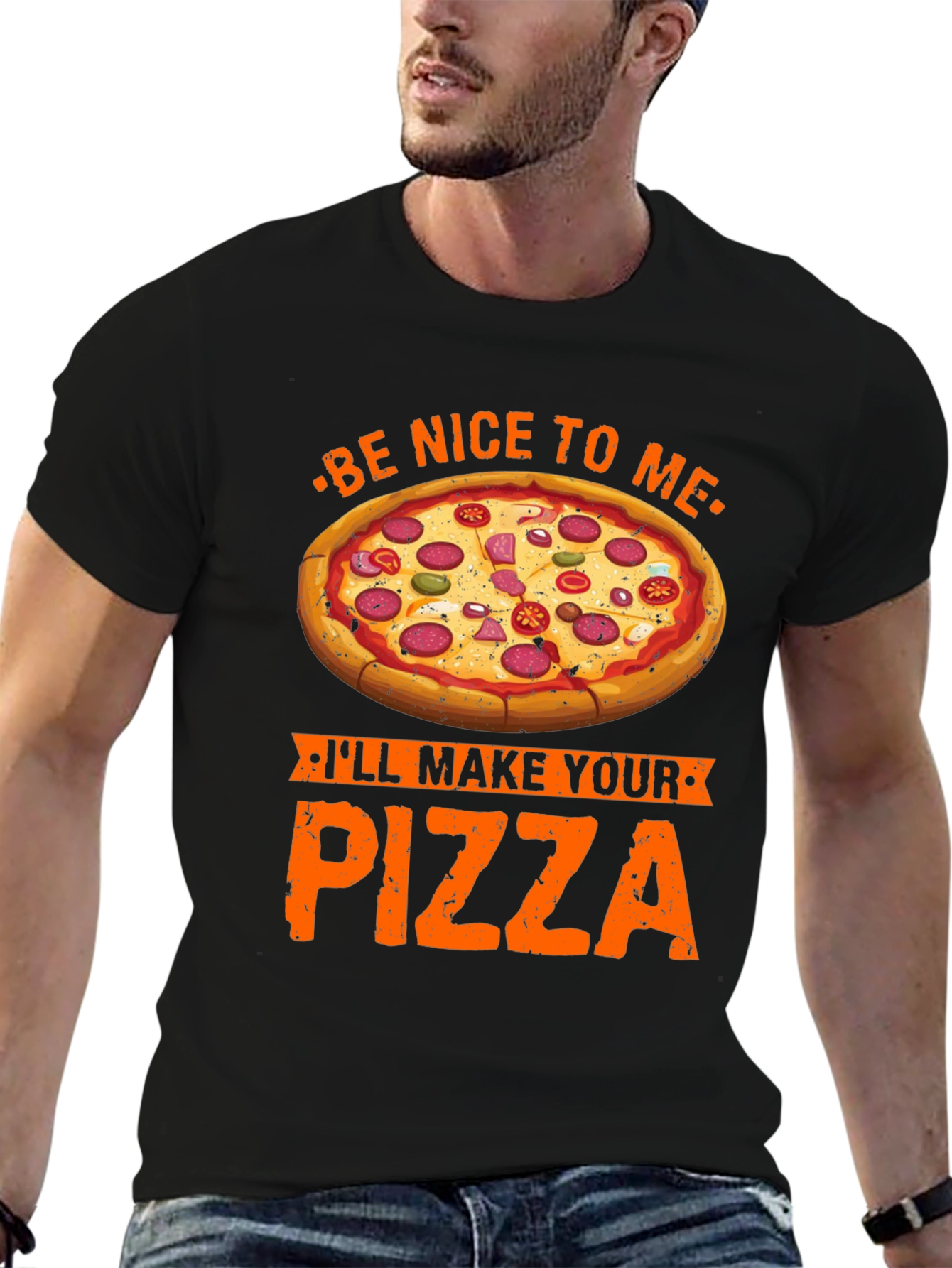 Black Funny Pizza Maker T-Shirt - Be Nice, I'll Make Your Pizza view 6