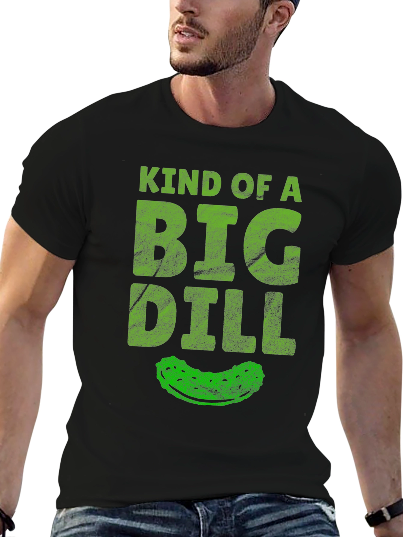 Black Kind of a Big Dill T-Shirt - Funny Pickle Tee view 6