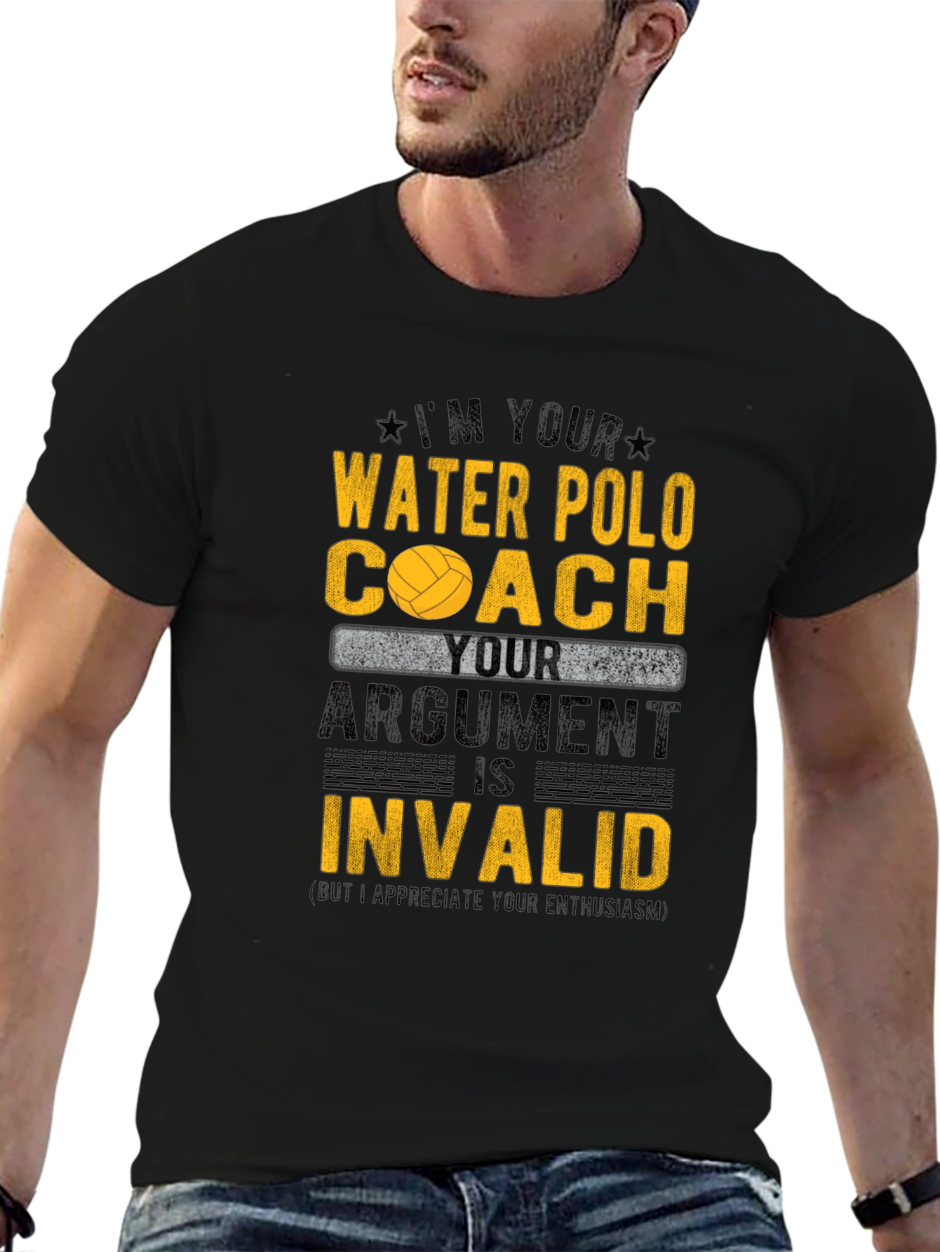 Black Water Polo Coach T-Shirt - Your Argument is Invalid! view 6