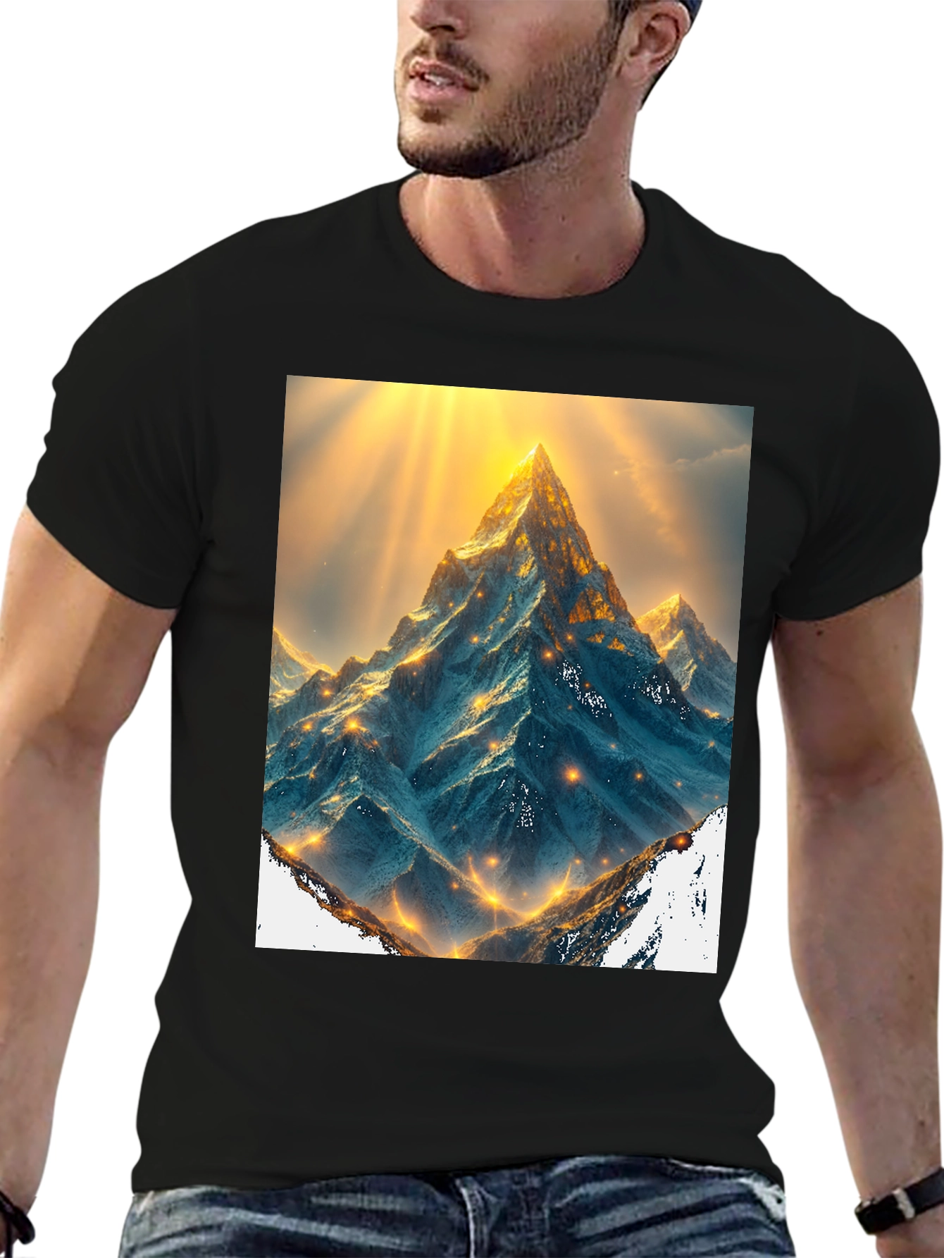 Black Mountain Peak Graphic Tee - Black Cotton Blend view 6