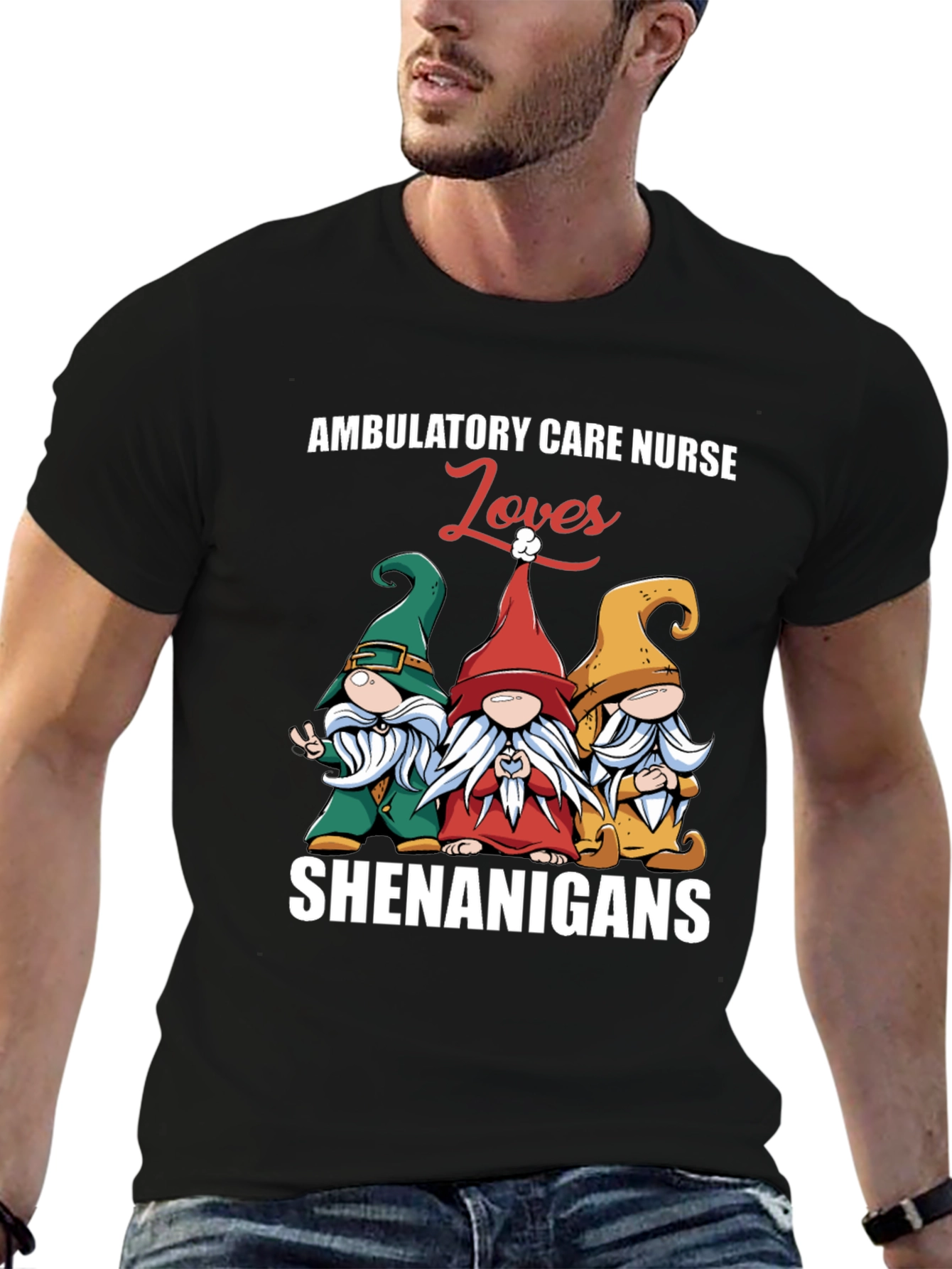 Black Ambulatory Care Nurse Loves Shenanigans T-Shirt view 6