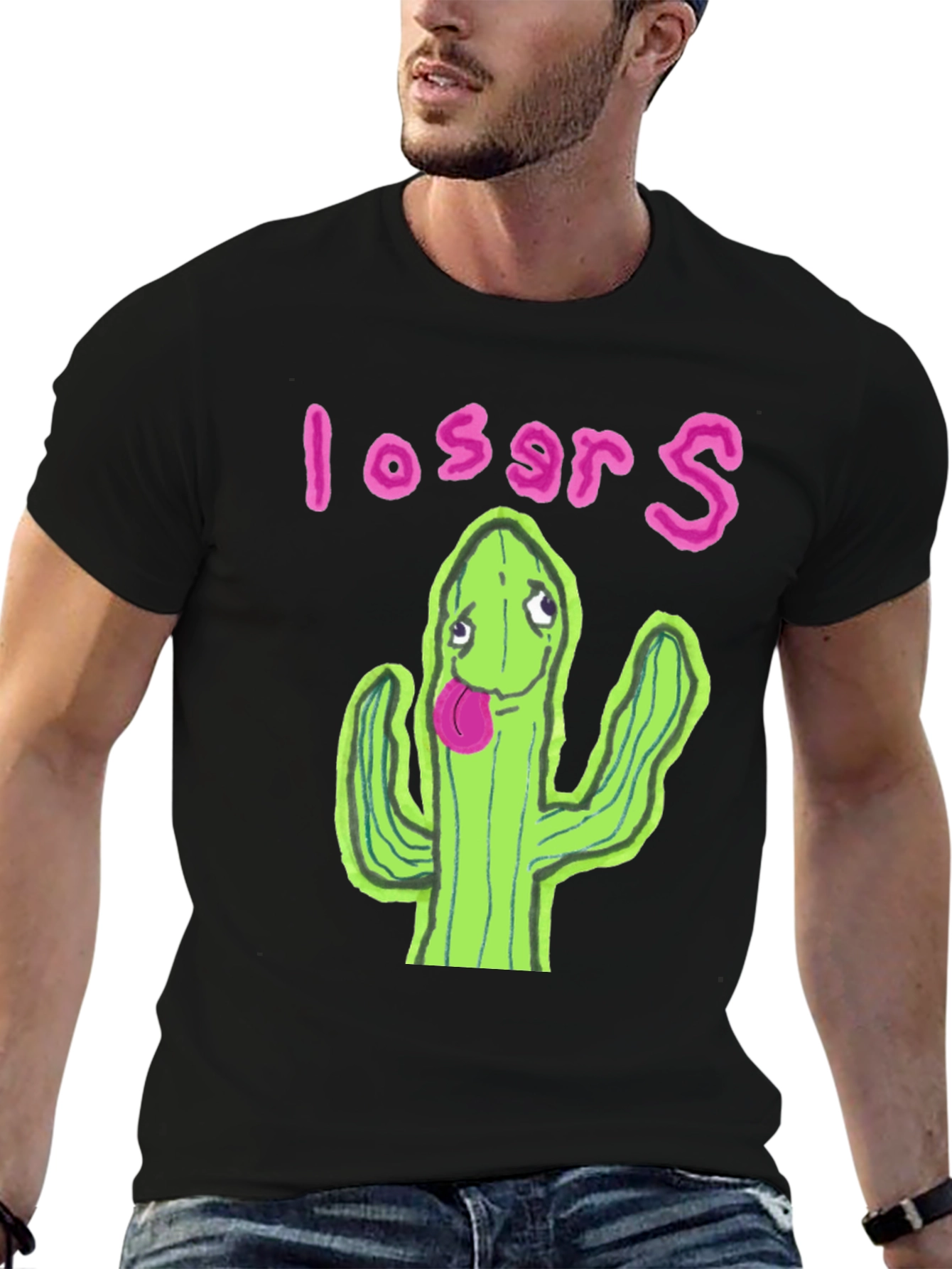 Black Cactus Losers Graphic Black T-Shirt view 6