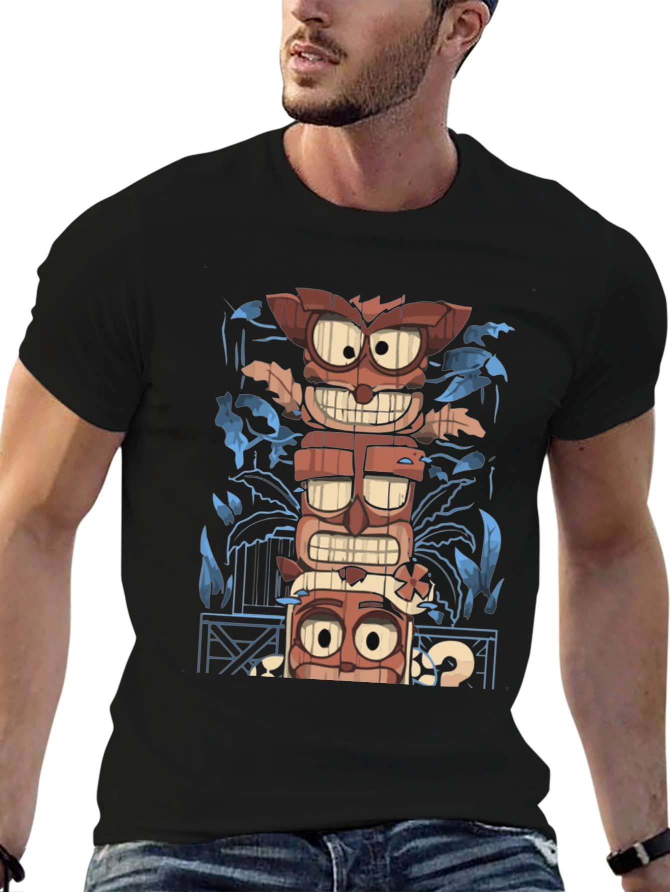 Black Tiki Totem Graphic Tee - Island Vibes T-Shirt view 6