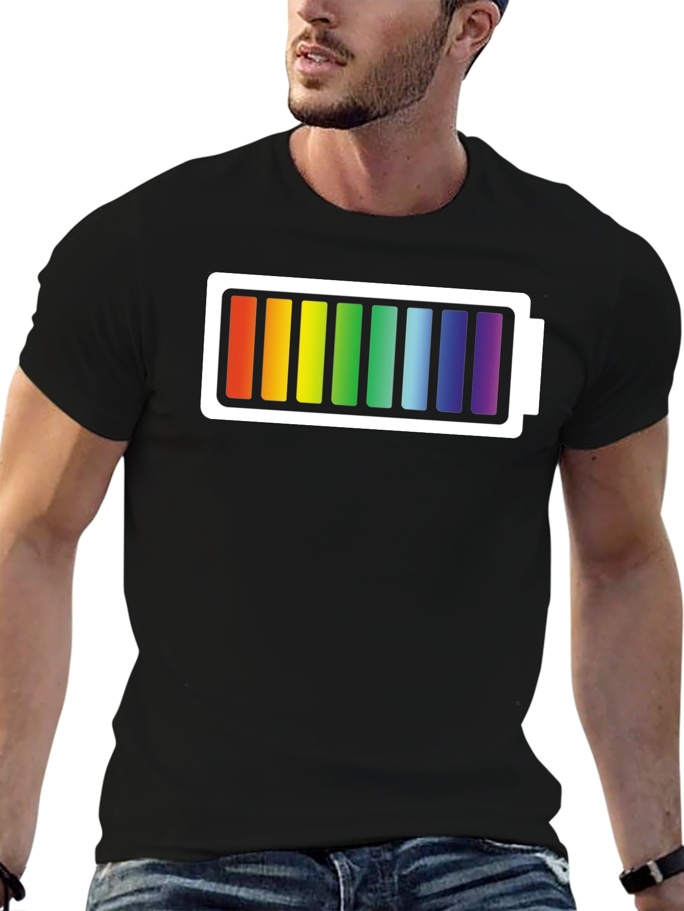 Black Rainbow Battery T-Shirt - Prideful Charge view 6