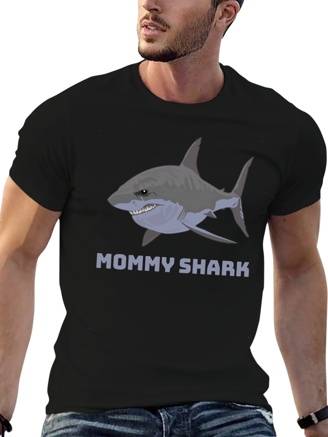 Black Mommy Shark Graphic Tee -  Stylish Cotton Blend view 6