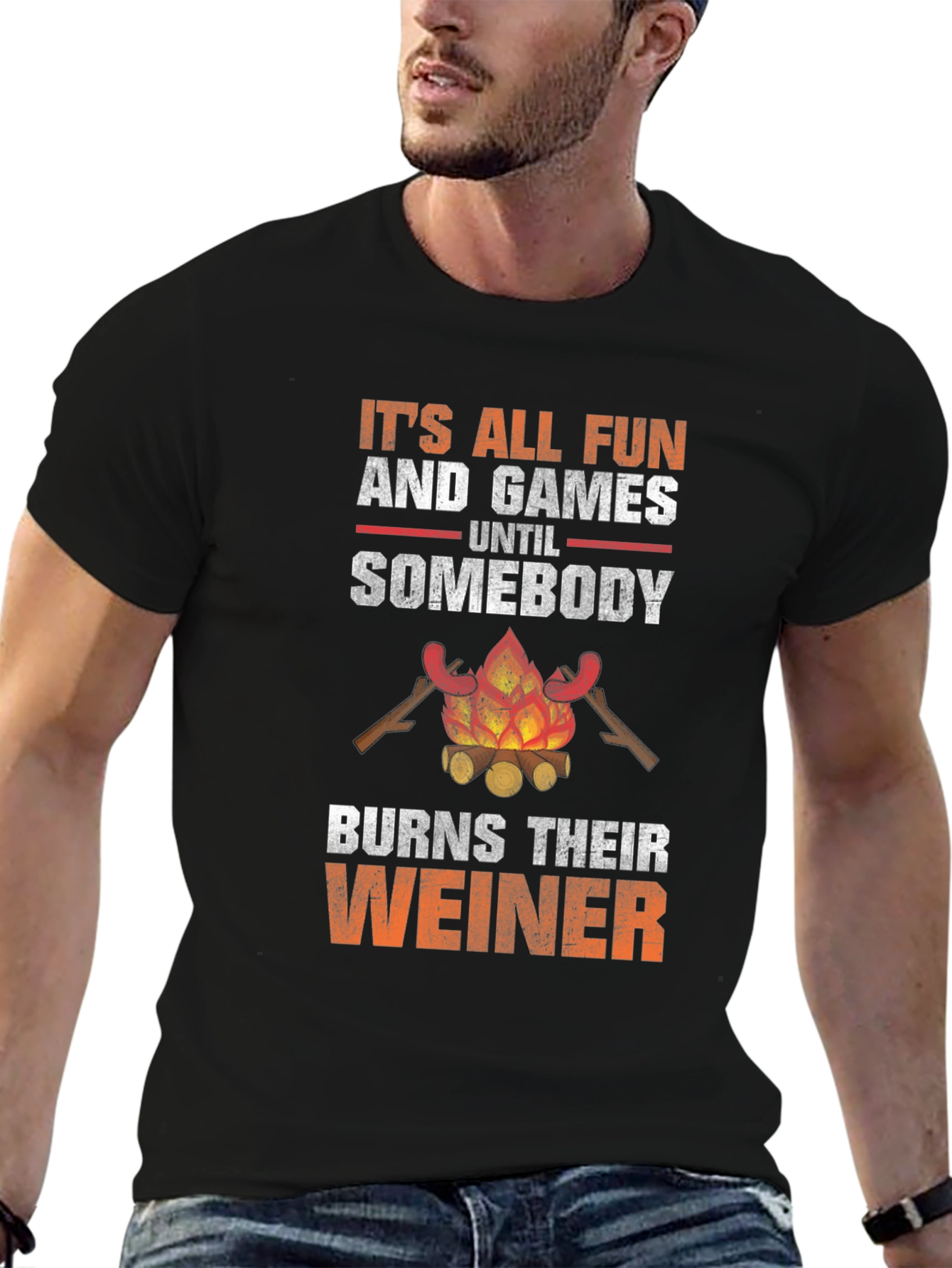 Black Fun and Games T-Shirt - Burns Their Weiner view 6