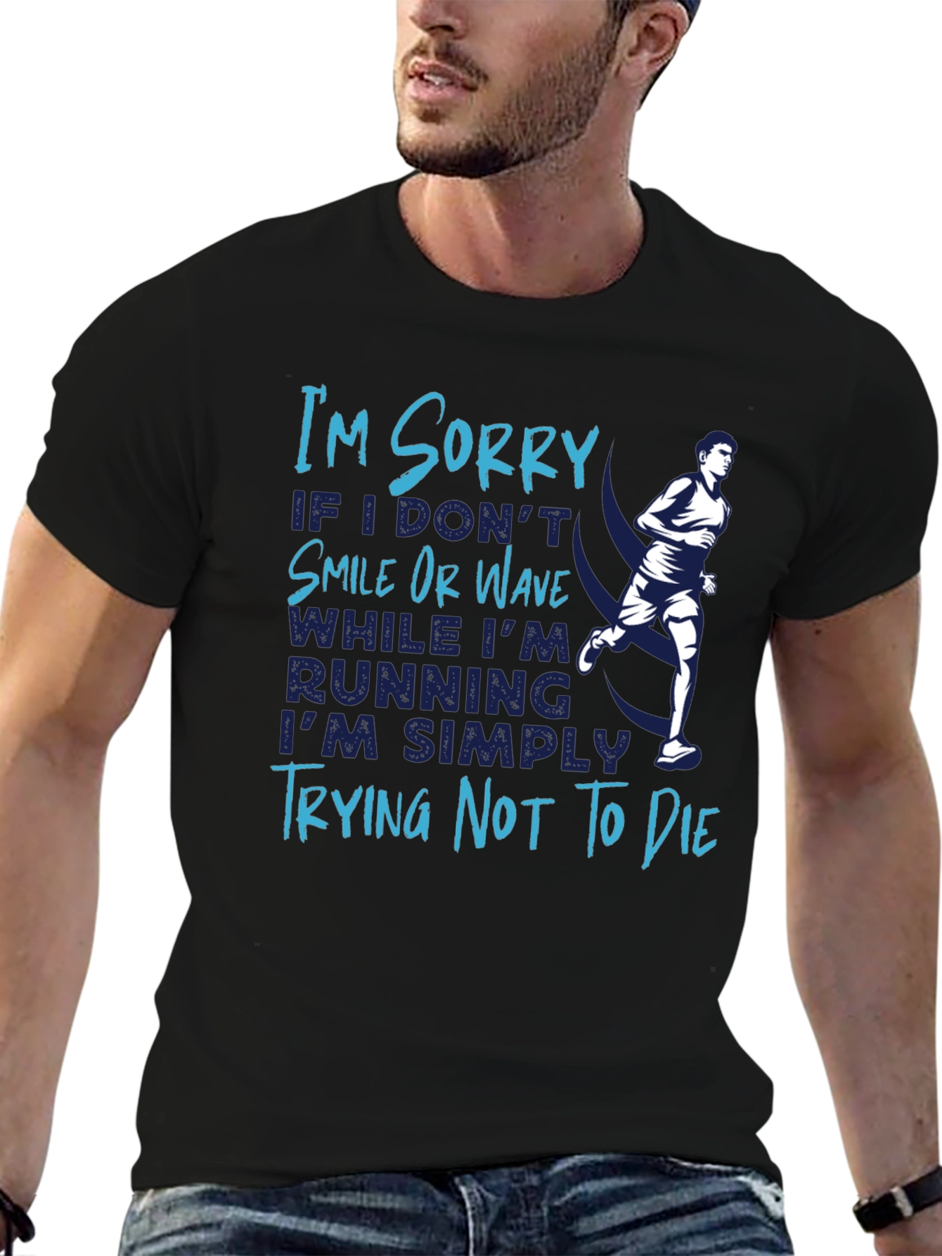 Black Runner's T-Shirt: Sorry I'm Trying Not To Die view 6