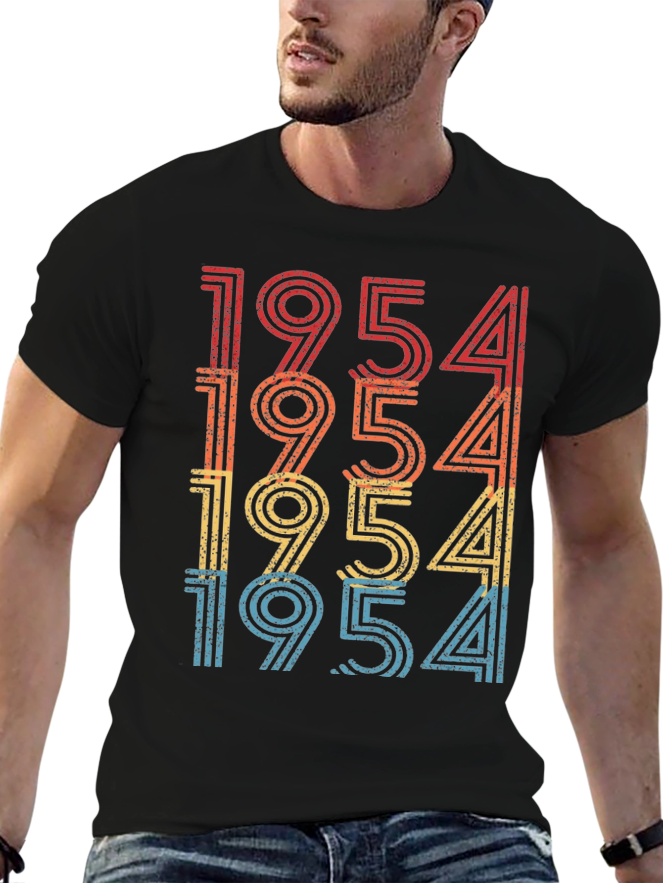 Black Retro 1954 Birthday T-Shirt - Classic Style view 6