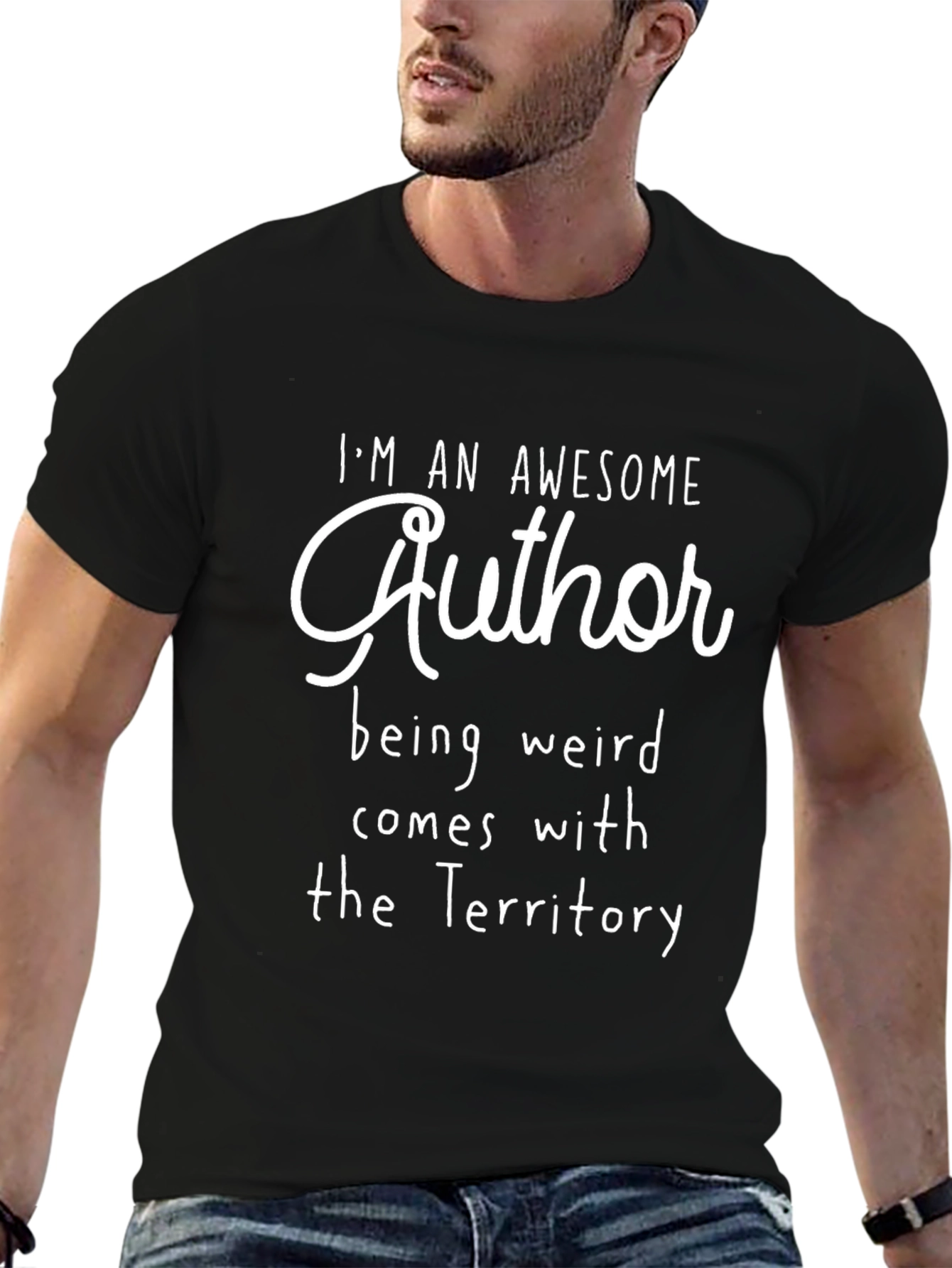 Black Awesome Author T-Shirt: Being Weird Comes With The Territory view 6