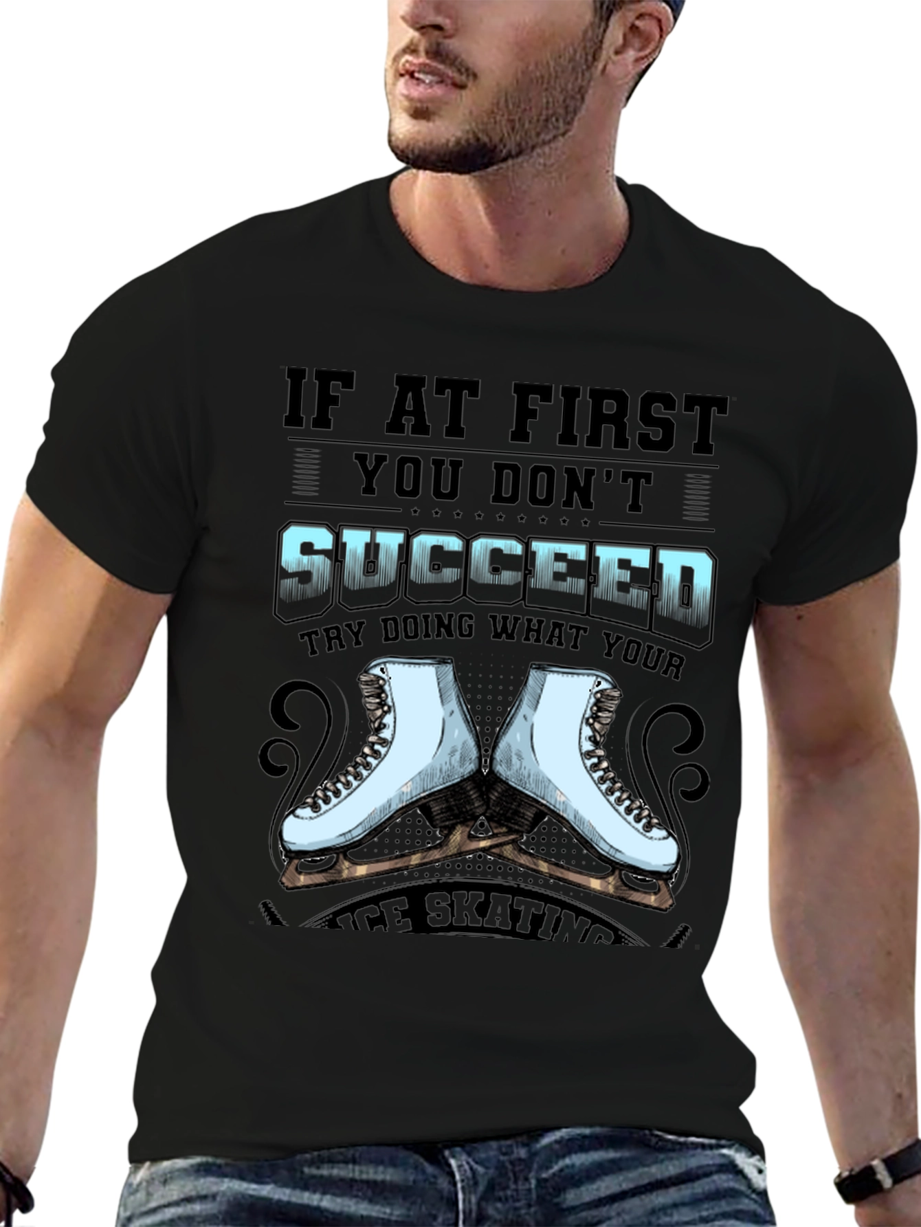 Black Ice Skating T-Shirt - If At First You Don't Succeed view 6