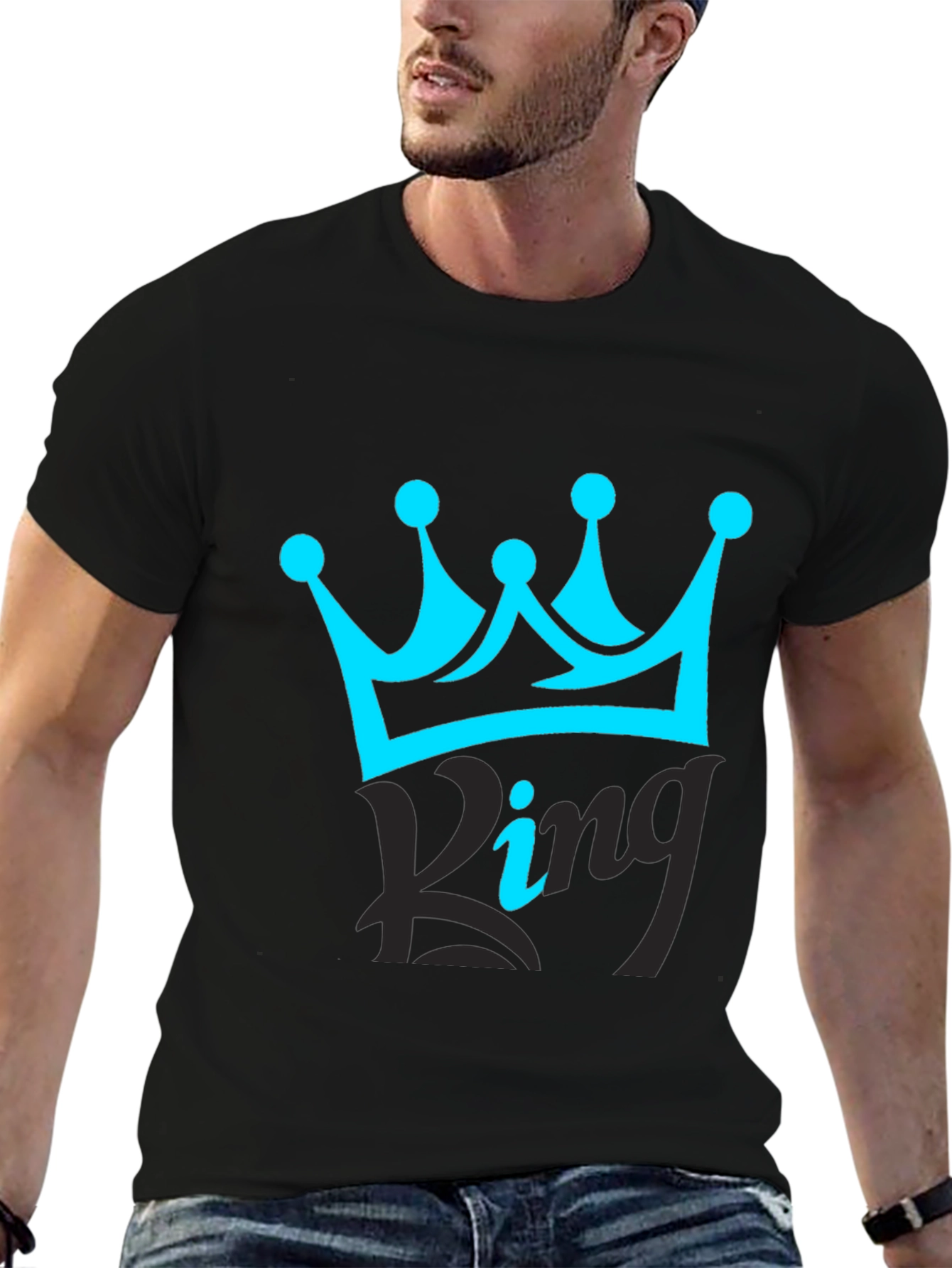 Black King Crown Black T-Shirt - Stylish Graphic Tee view 6