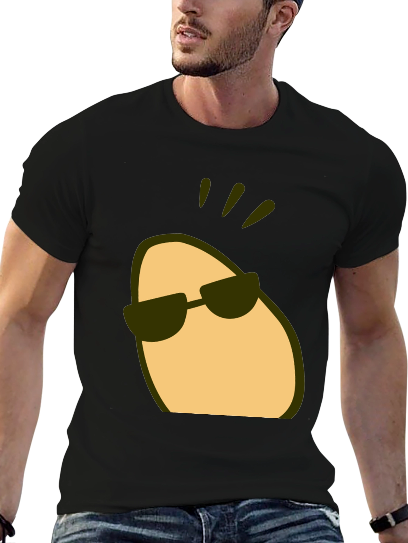 Black Cool Potato Tee - Funny Cartoon Graphic T-Shirt view 6
