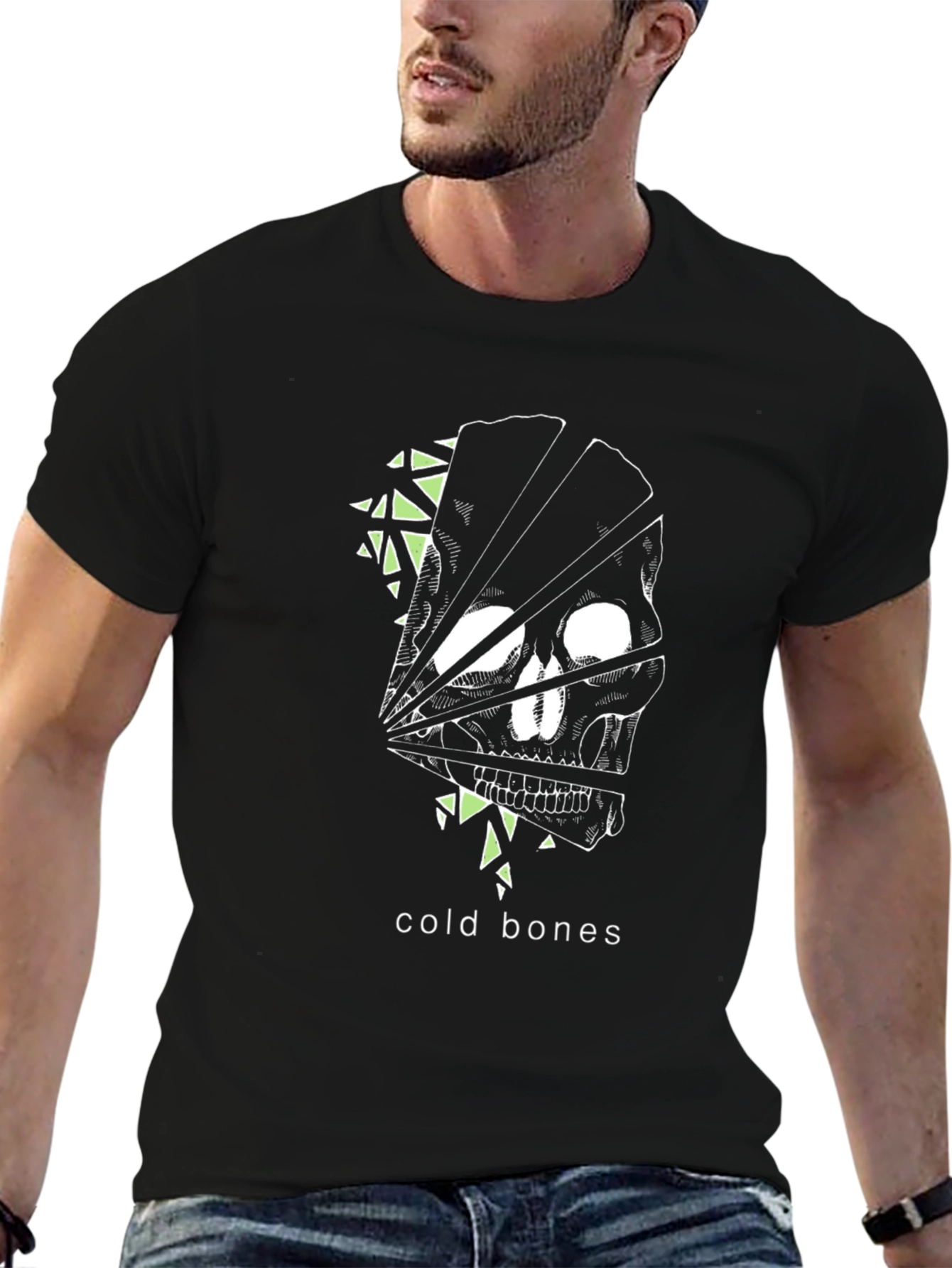 Black Cold Bones Graphic Tee - Stylish Skull Design view 6