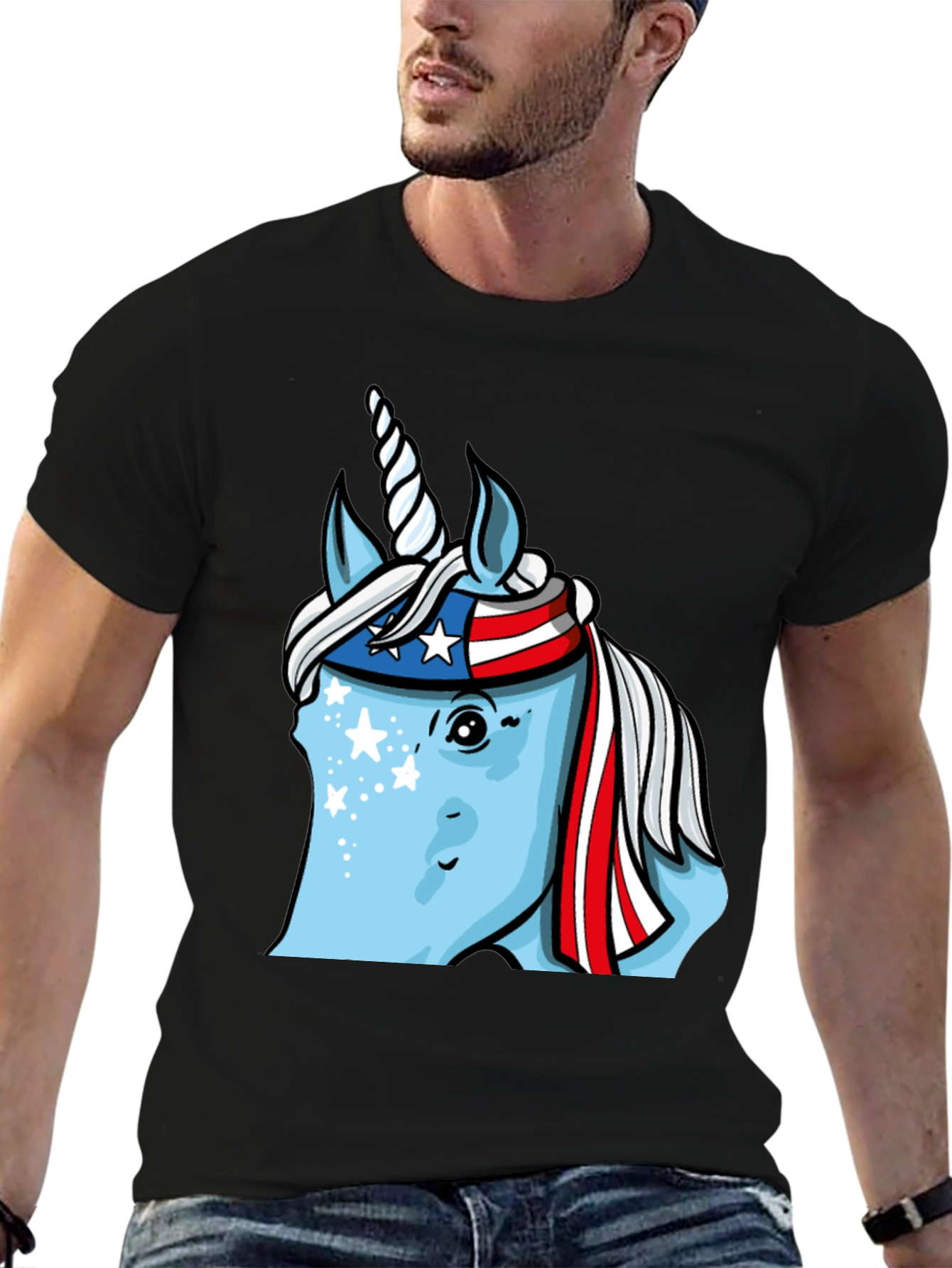 Black Patriotic Unicorn T-Shirt view 6