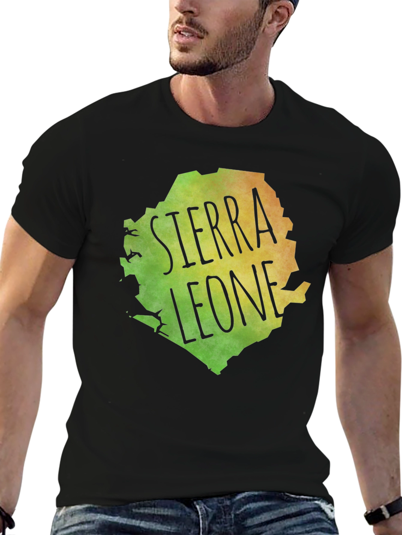Black Sierra Leone Map Graphic Tee - Black Cotton Blend view 6