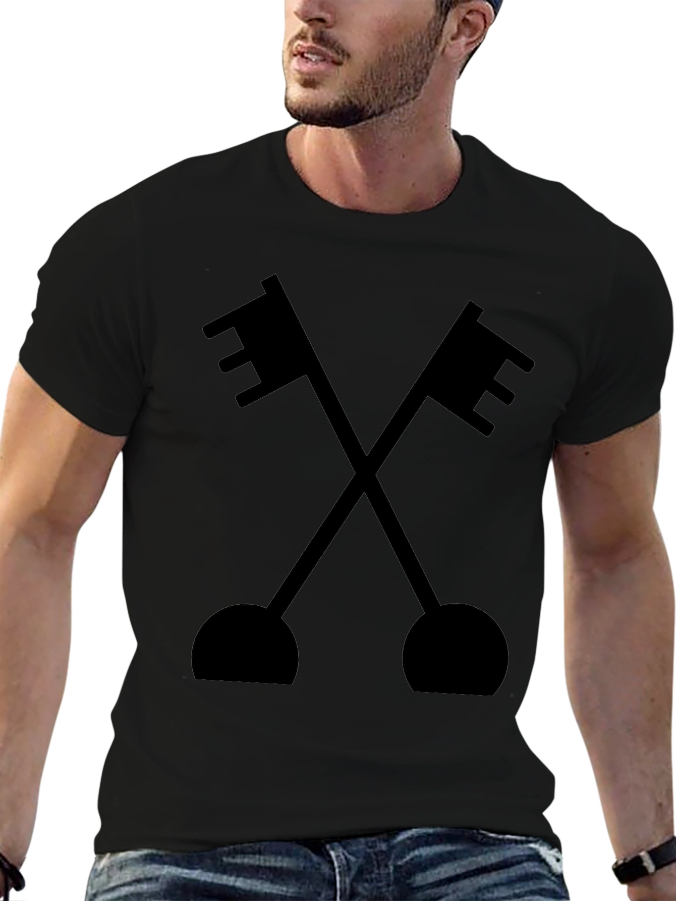 Black Crossed Keys Graphic Tee - Classic Black T-Shirt view 6