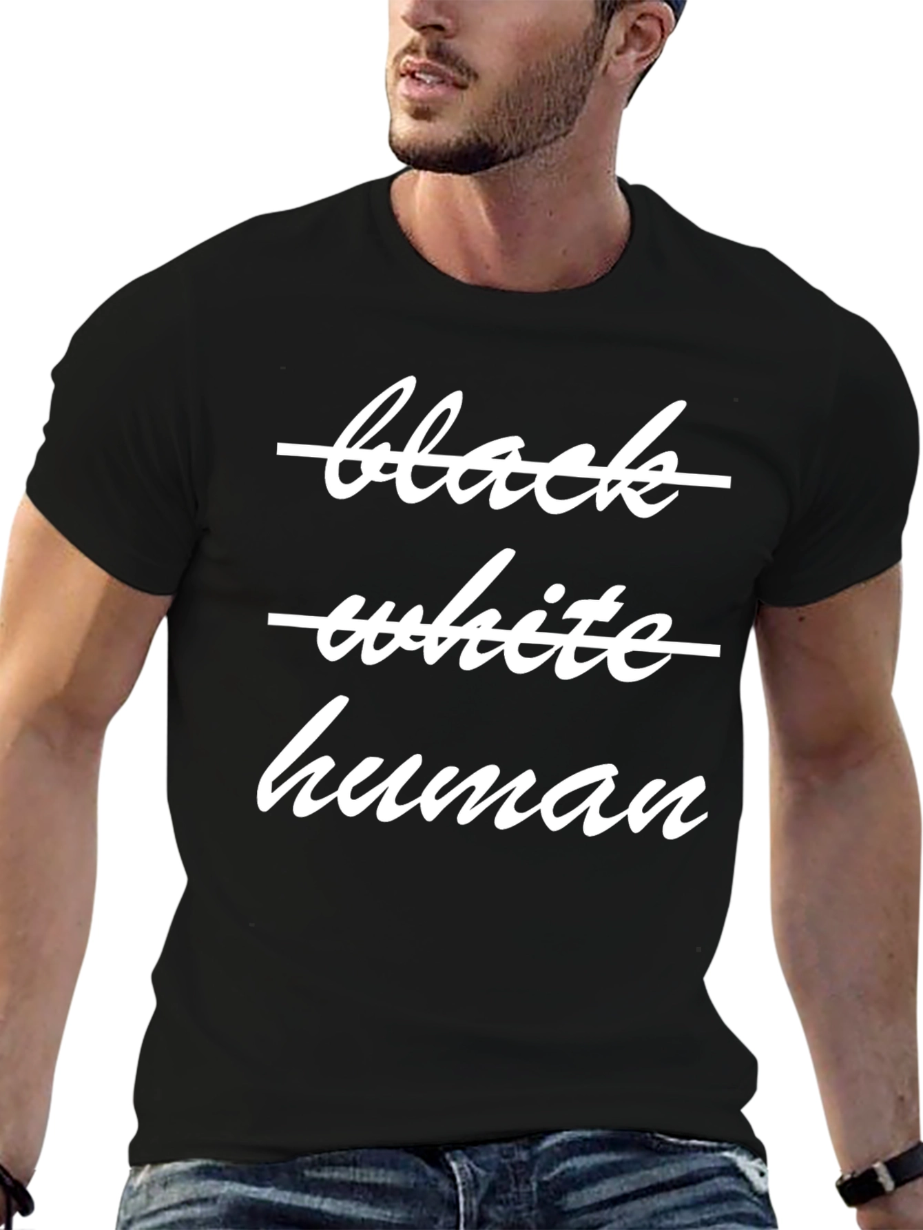 Black Black White Human Equality T-Shirt view 6