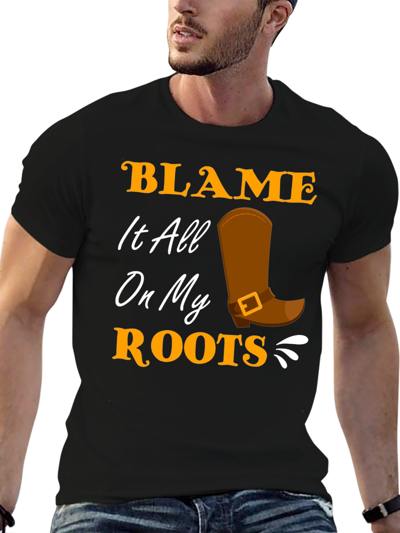 Black Blame It All On My Roots Black T-Shirt view 6