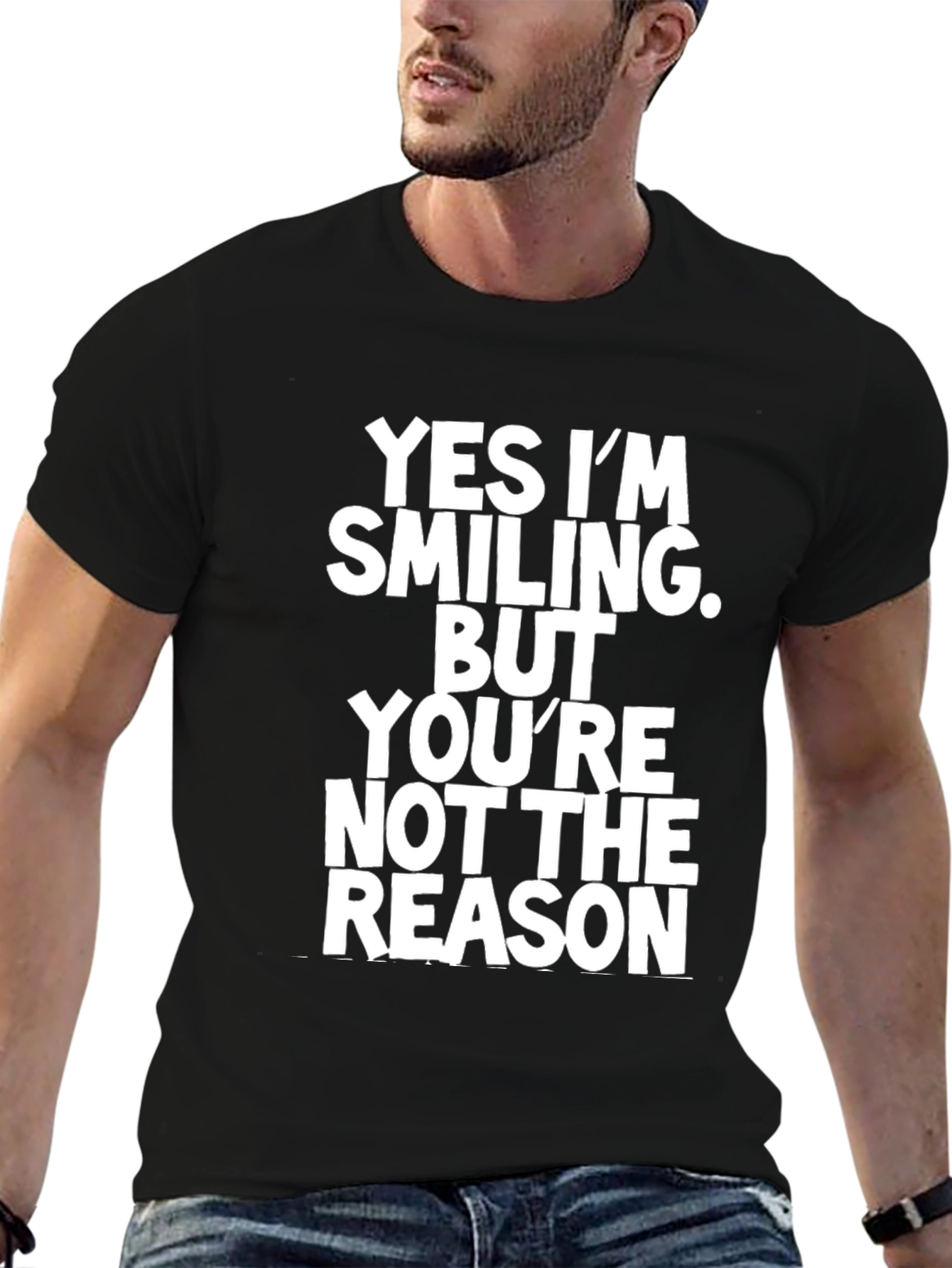 Black Funny Sarcastic Graphic Tee - Yes I'm Smiling T-Shirt view 6