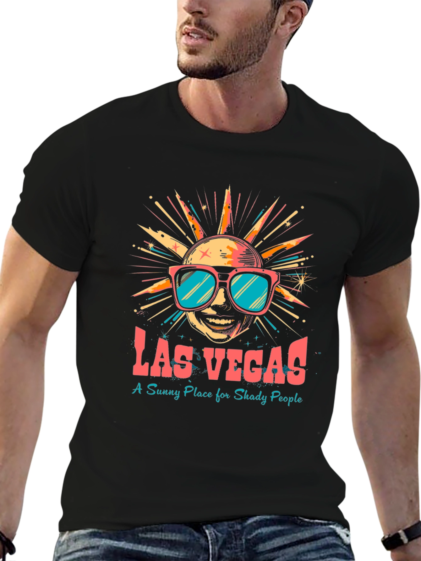 Black Las Vegas Graphic Tee - Sunny, Shady Style view 6