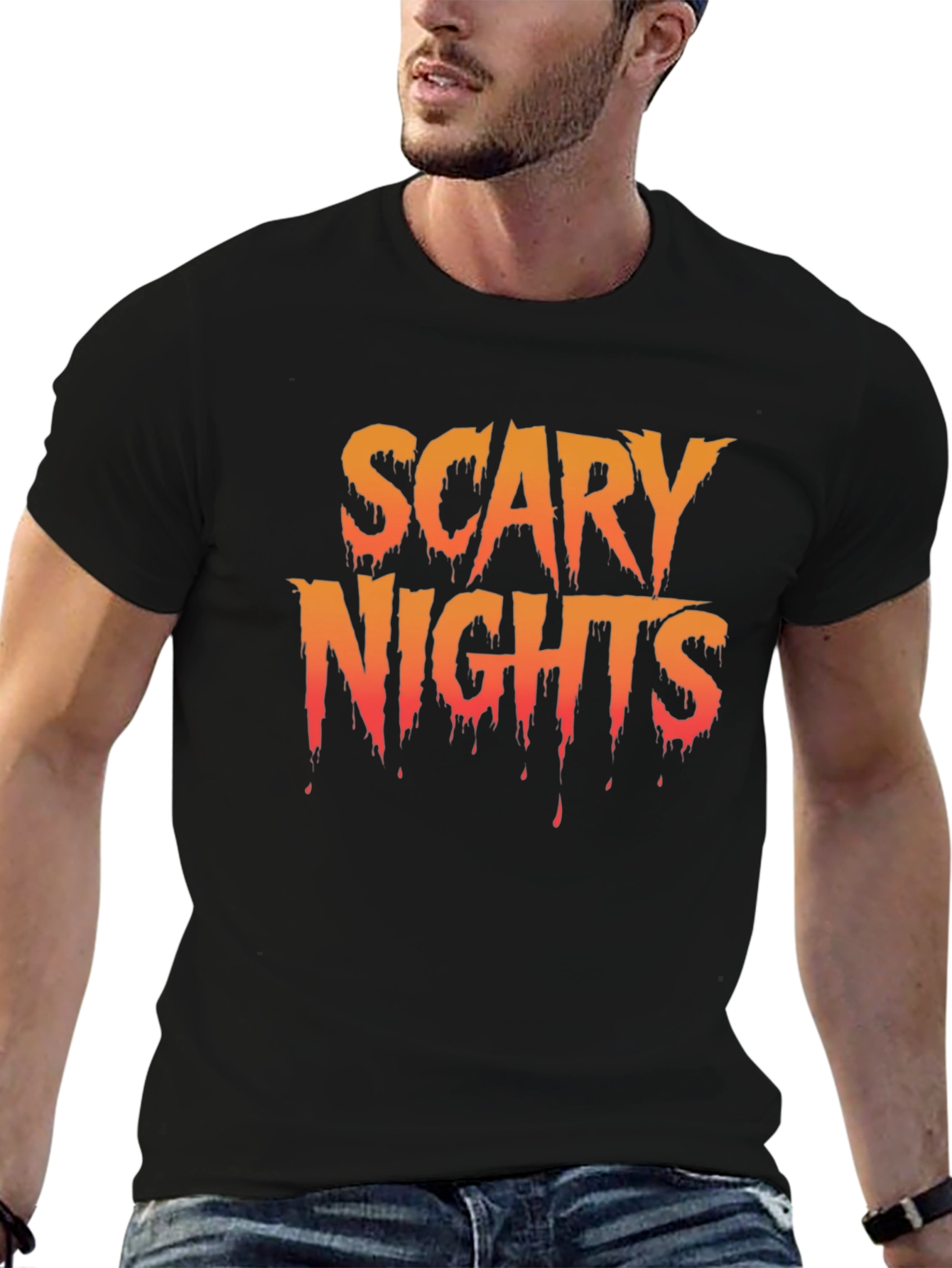 Black Scary Nights Graphic T-Shirt - Halloween Tee view 6