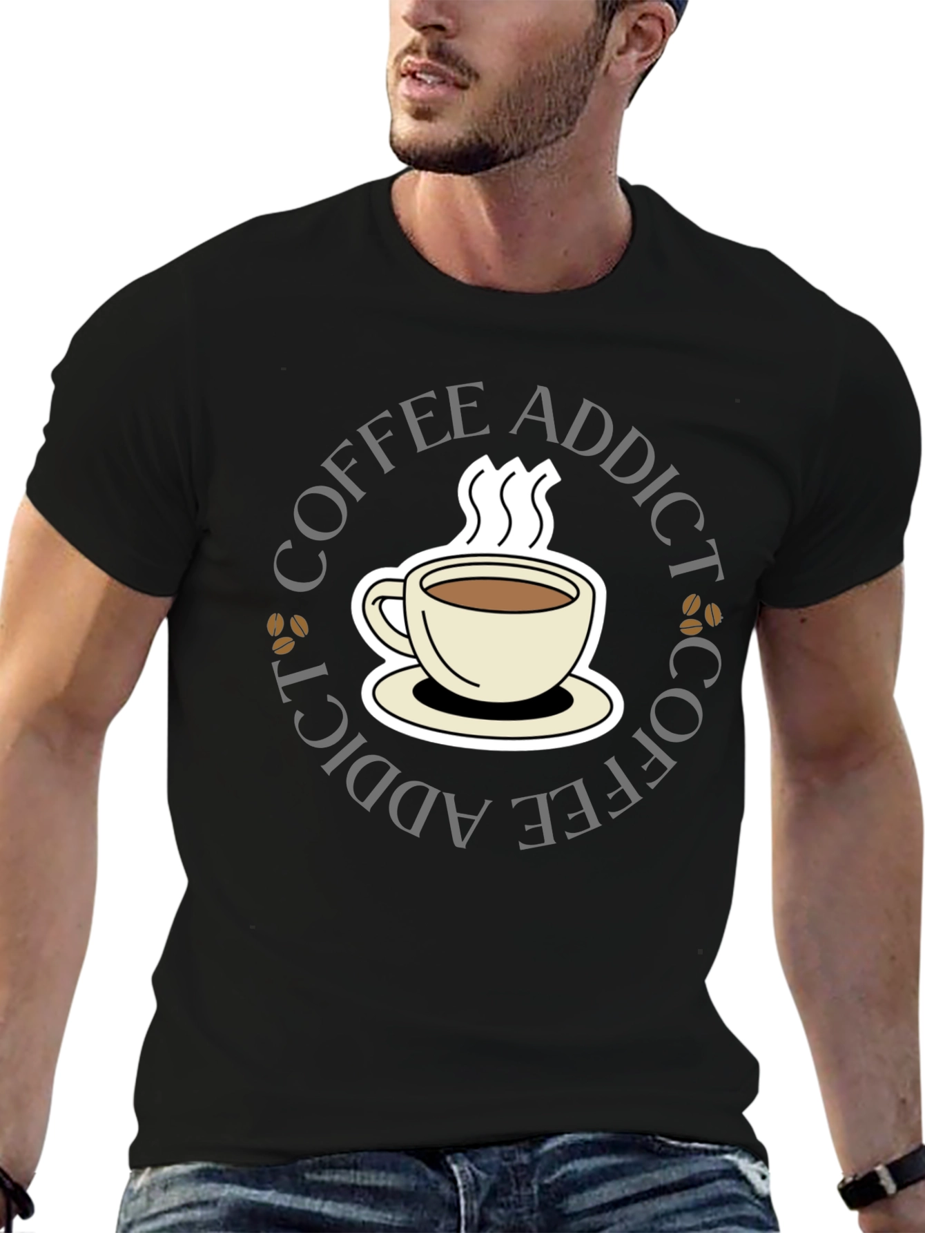 Black Coffee Addict Black T-Shirt view 6